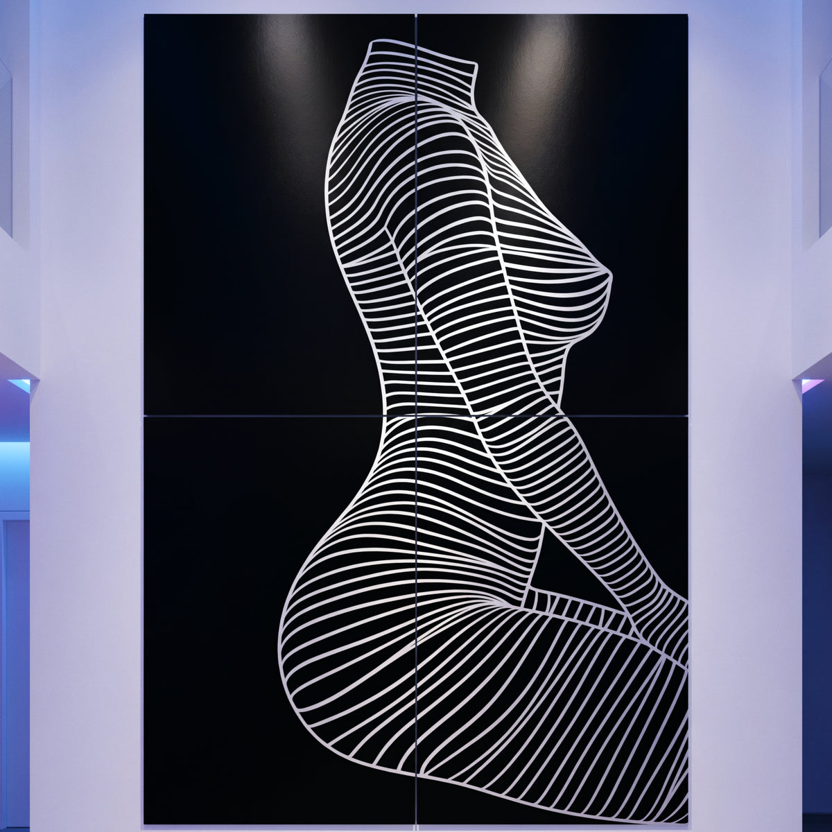 SILK | Minimalist Crouched Female Body Op Art | Luxury Multi-Print Wall Art | 1-Of-1
