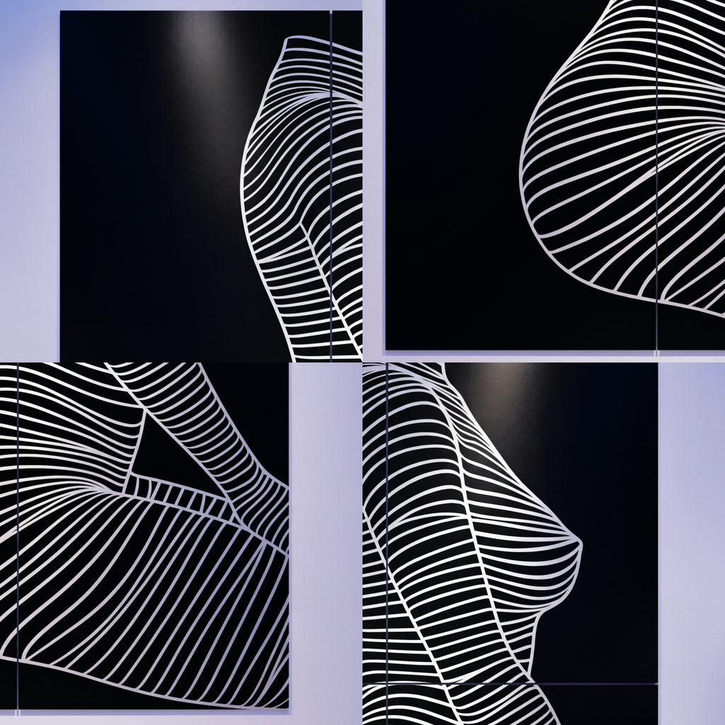 SILK | Minimalist Crouched Female Body Op Art | Luxury Multi-Print Wall Art | 1-Of-1