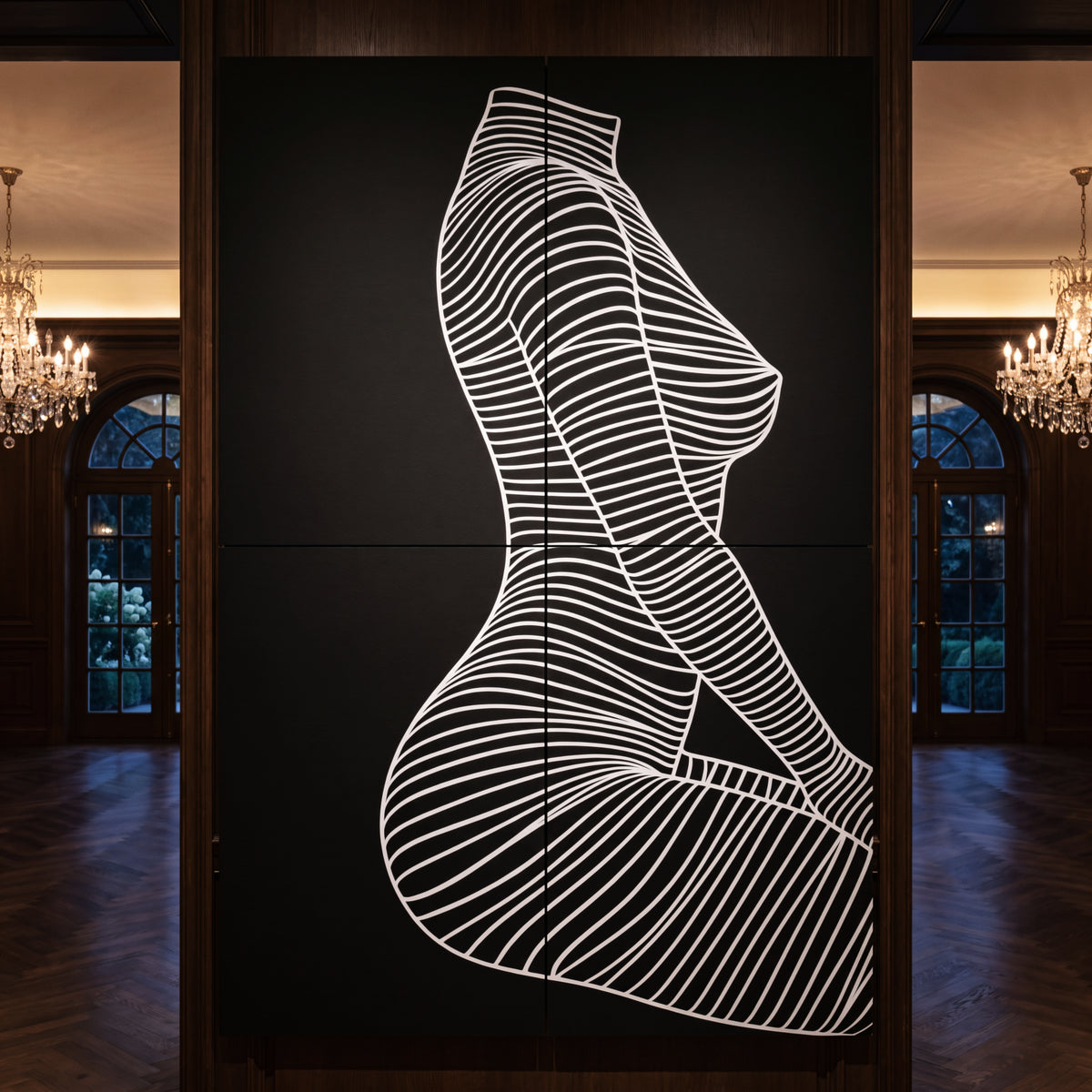 SILK | Minimalist Crouched Female Body Op Art | Luxury Multi-Print Wall Art | 1-Of-1
