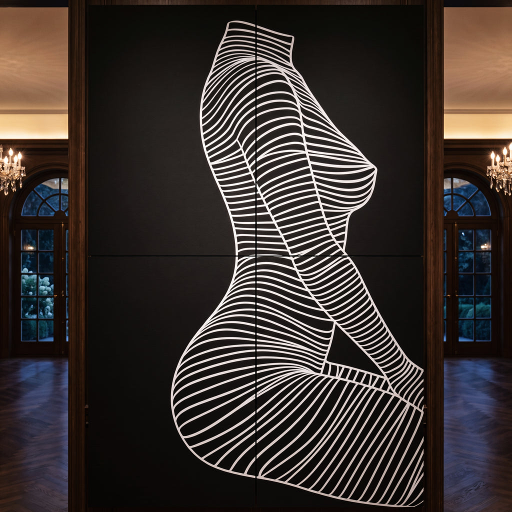 SILK | Minimalist Crouched Female Body Op Art | Luxury Multi-Print Wall Art | 1-Of-1
