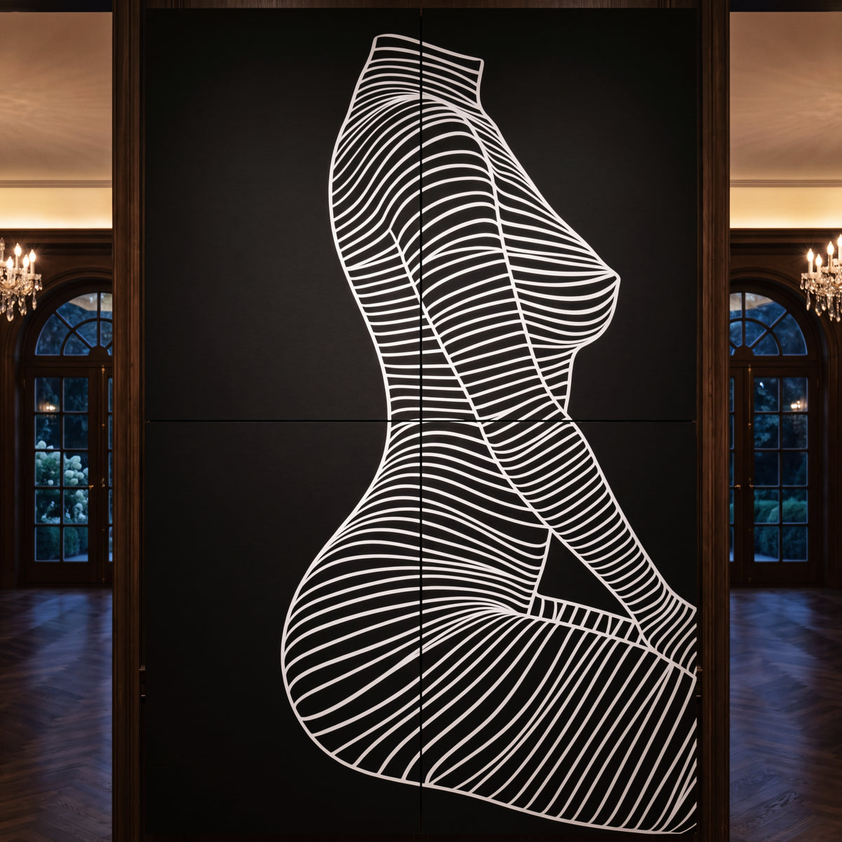 SILK | Minimalist Crouched Female Body Op Art | Luxury Multi-Print Wall Art | 1-Of-1