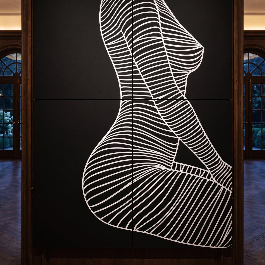 SILK | Minimalist Crouched Female Body Op Art | Luxury Multi-Print Wall Art | 1-Of-1