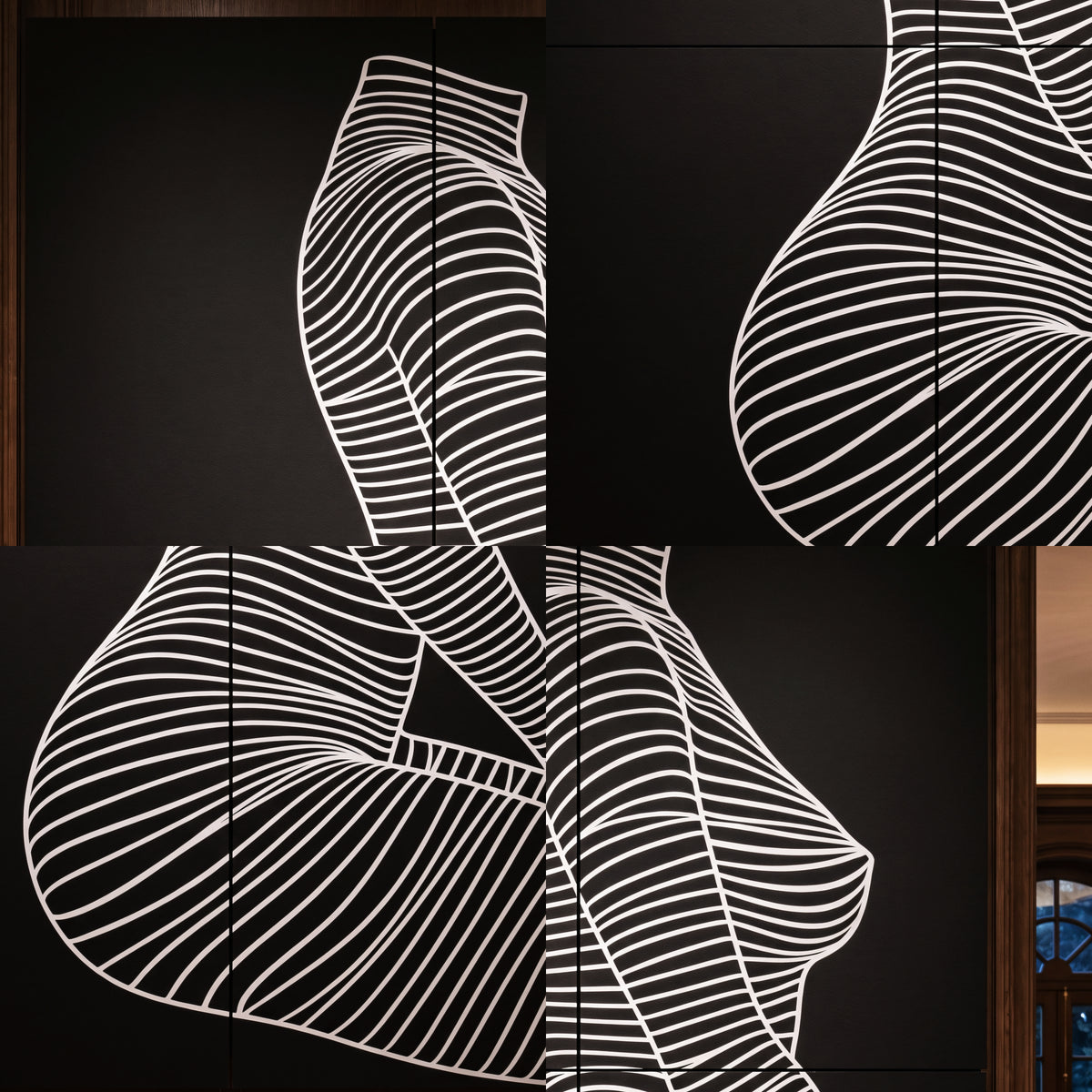 SILK | Minimalist Crouched Female Body Op Art | Luxury Multi-Print Wall Art | 1-Of-1
