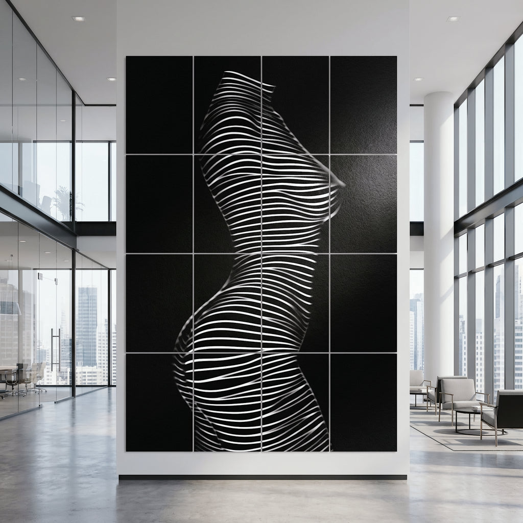 SINUOUS | Abstract Minimalist Female Body | B&W | 1-Of-1 | 72K | 16-Print Giclee Mural