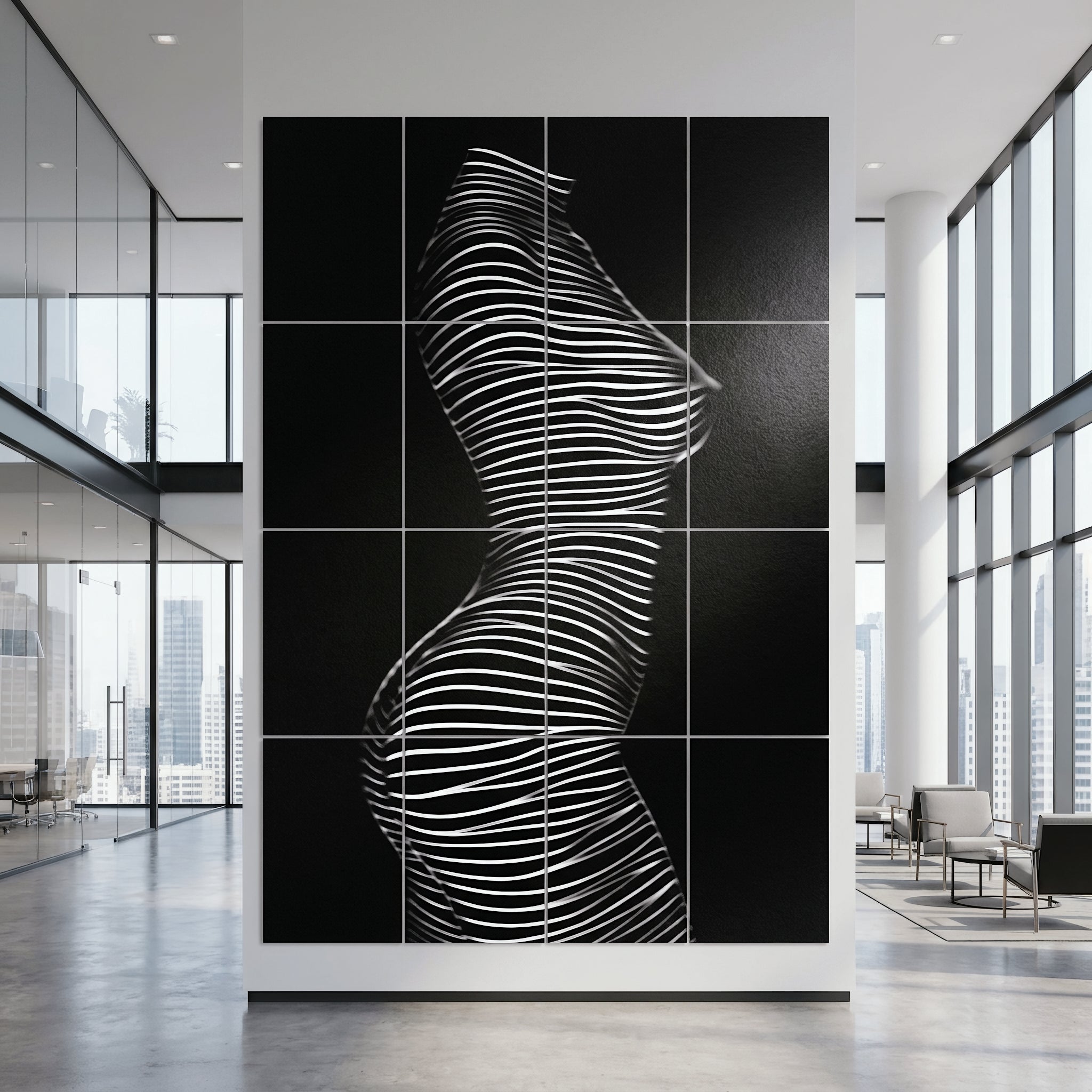 SINUOUS | Abstract Minimalist Female Body | B&W | 1-Of-1 | 72K | 16-Print Giclee Mural