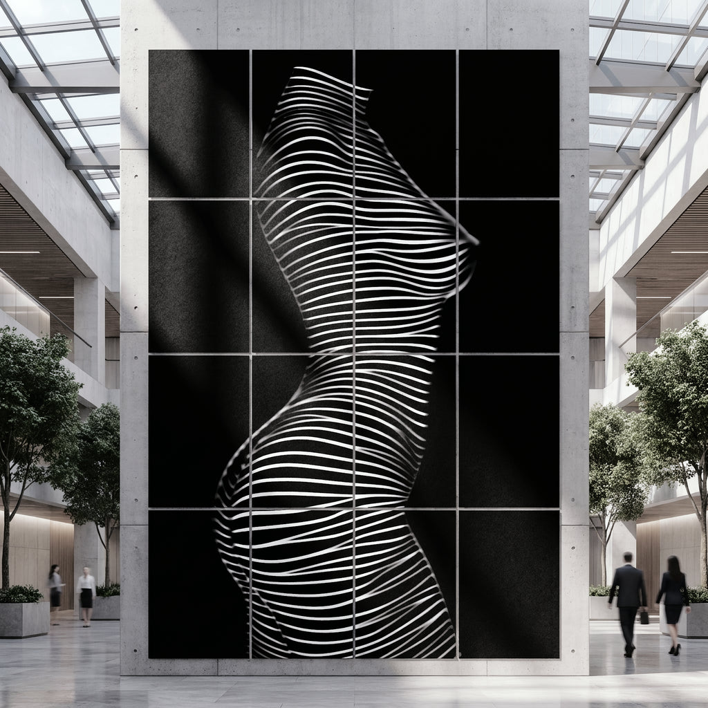 SINUOUS | Abstract Minimalist Female Body | B&W | 1-Of-1 | 72K | 16-Print Giclee Mural