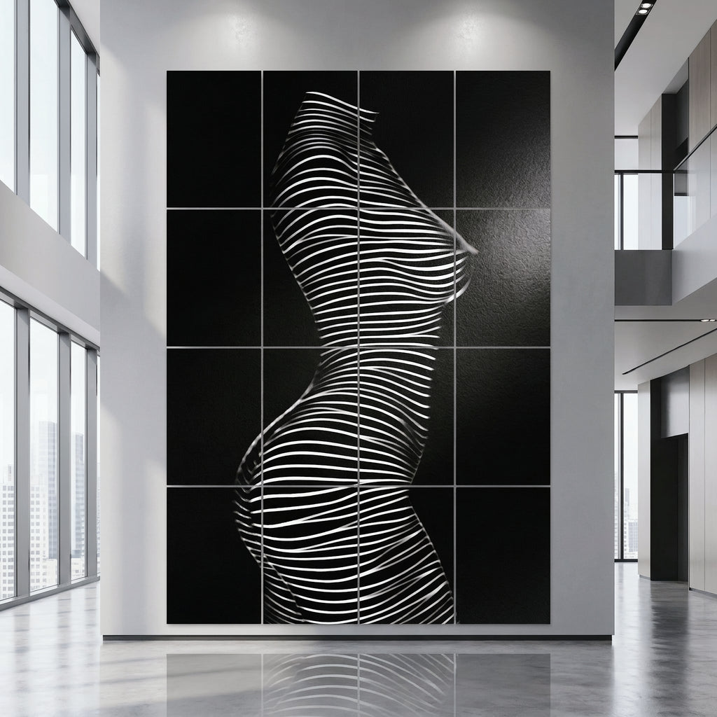 SINUOUS | Abstract Minimalist Female Body | B&W | 1-Of-1 | 72K | 16-Print Giclee Mural