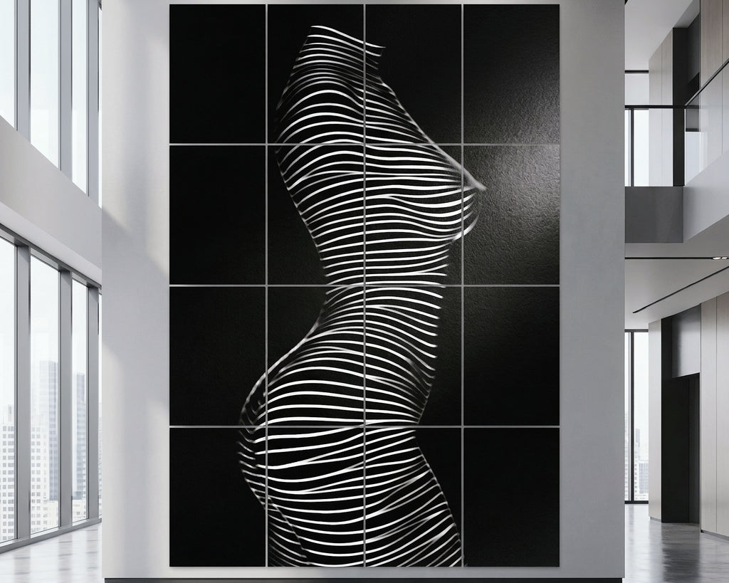 SINUOUS | Abstract Minimalist Female Body | B&W | 1-Of-1 | 72K | 16-Print Giclee Mural