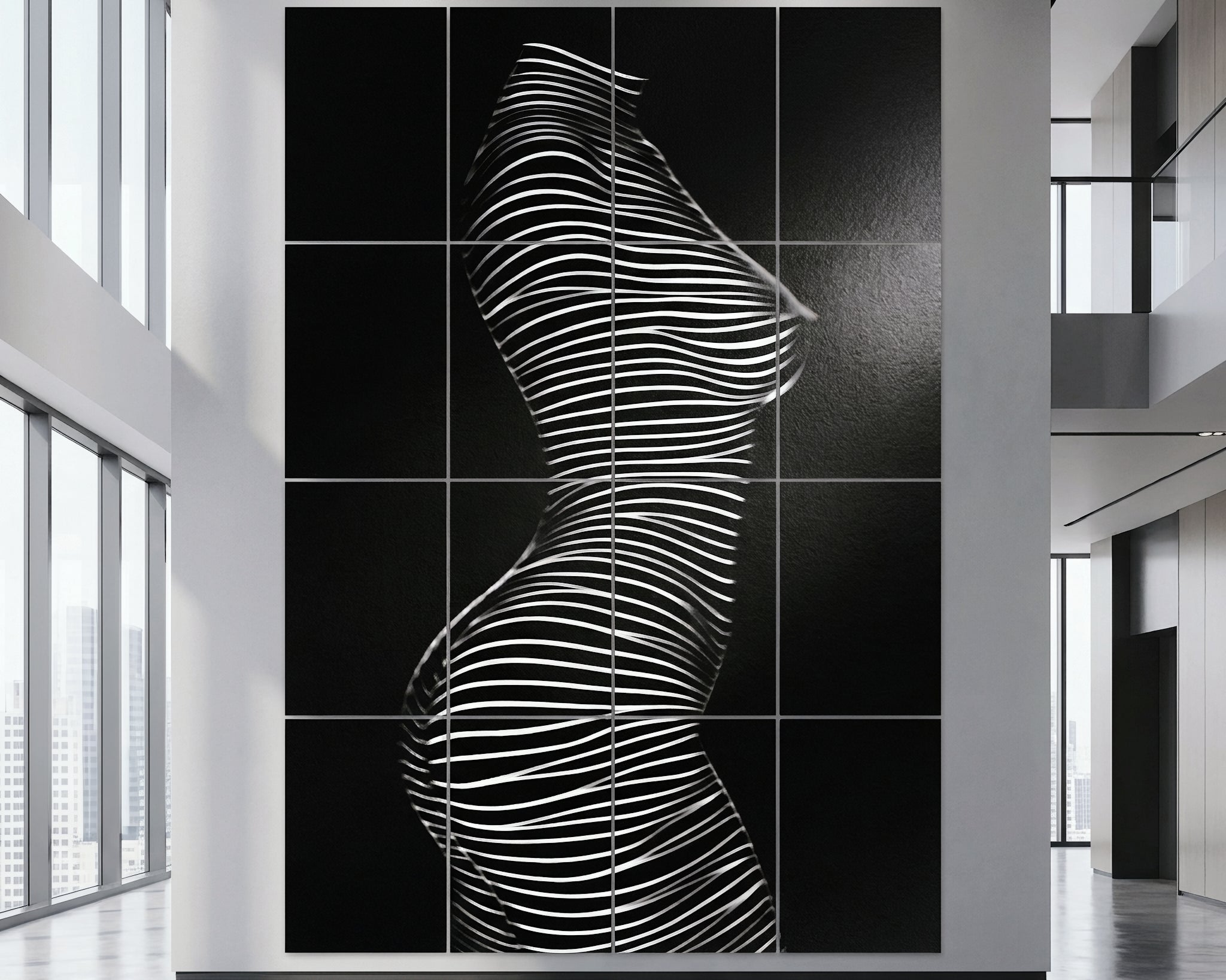SINUOUS | Abstract Minimalist Female Body | B&W | 1-Of-1 | 72K | 16-Print Giclee Mural