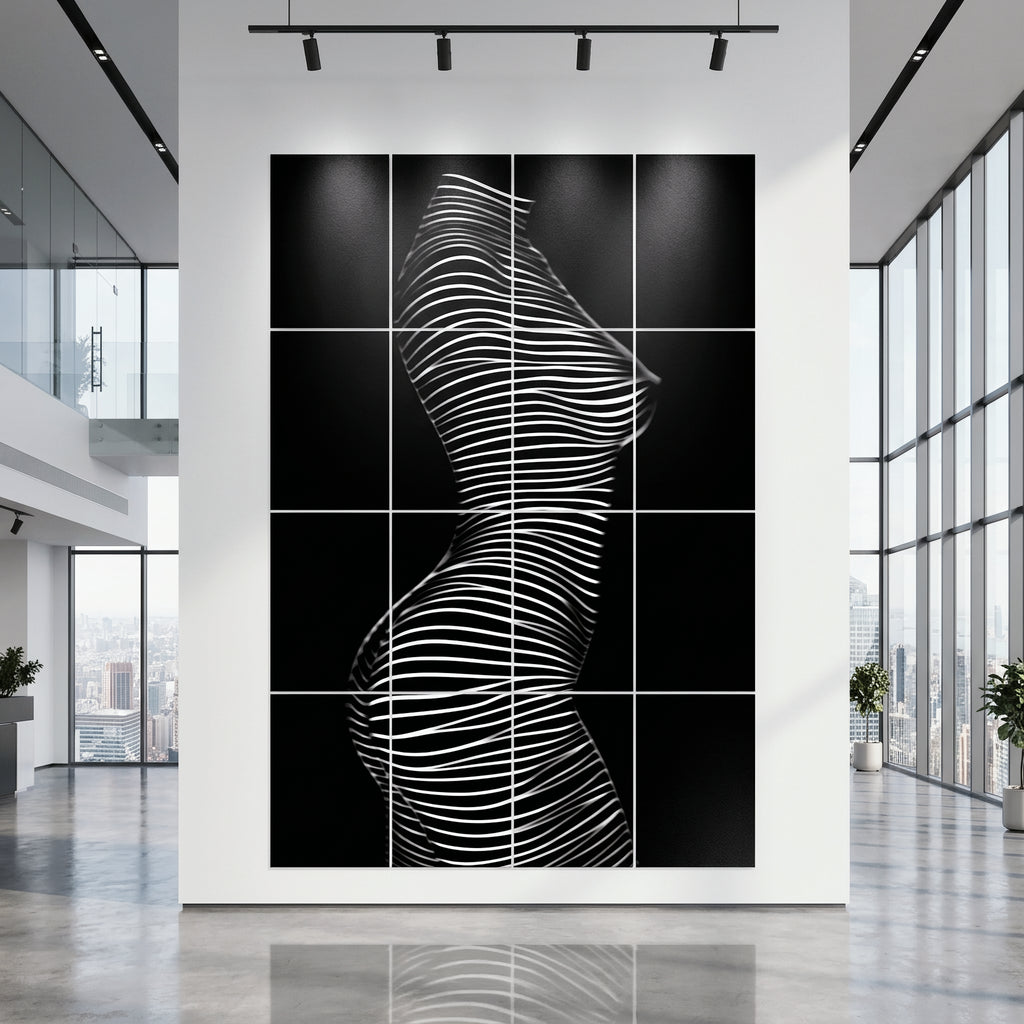 SINUOUS | Abstract Minimalist Female Body | B&W | 1-Of-1 | 72K | 16-Print Giclee Mural