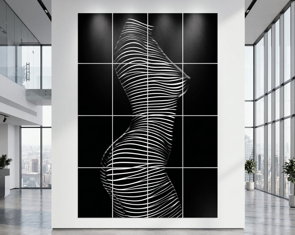 SINUOUS | Abstract Minimalist Female Body | B&W | 1-Of-1 | 72K | 16-Print Giclee Mural