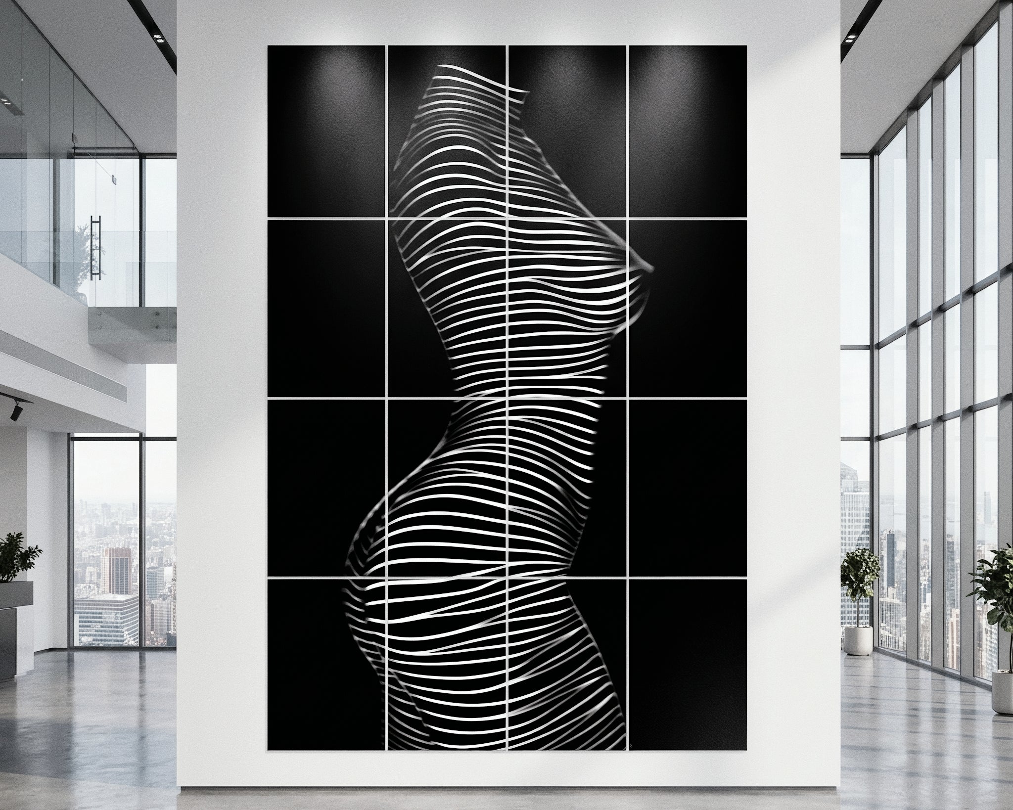 SINUOUS | Abstract Minimalist Female Body | B&W | 1-Of-1 | 72K | 16-Print Giclee Mural