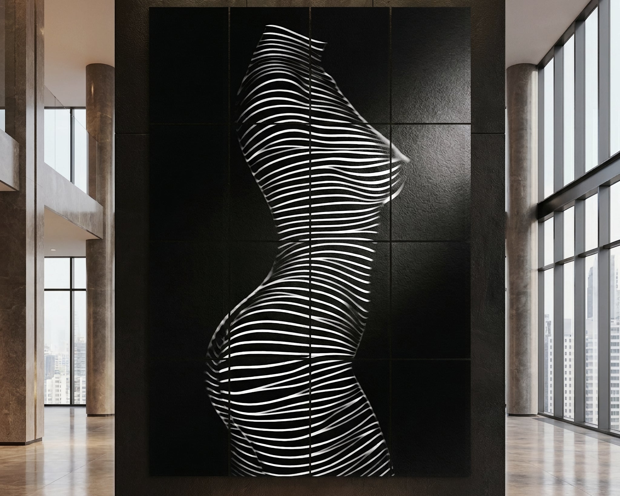 SINUOUS | Abstract Minimalist Female Body | B&W | 1-Of-1 | 72K | 16-Print Giclee Mural