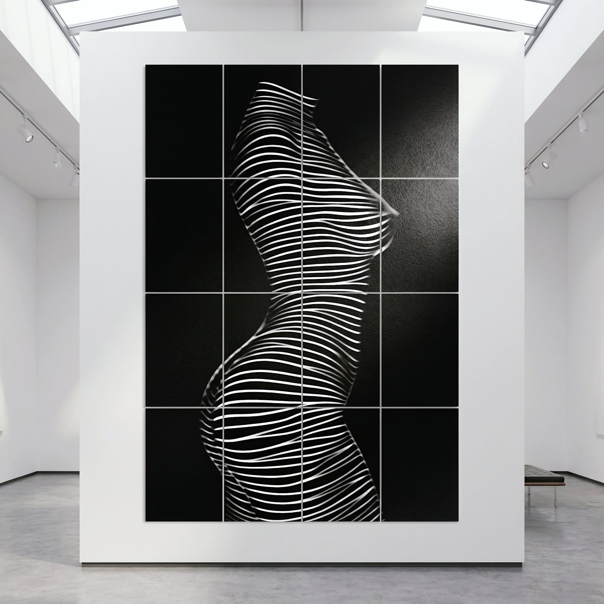SINUOUS | Abstract Minimalist Female Body | B&W | 1-Of-1 | 72K | 16-Print Giclee Mural