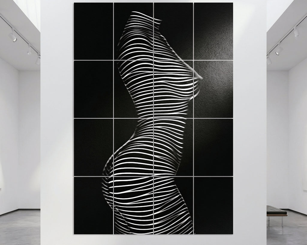 SINUOUS | Abstract Minimalist Female Body | B&W | 1-Of-1 | 72K | 16-Print Giclee Mural