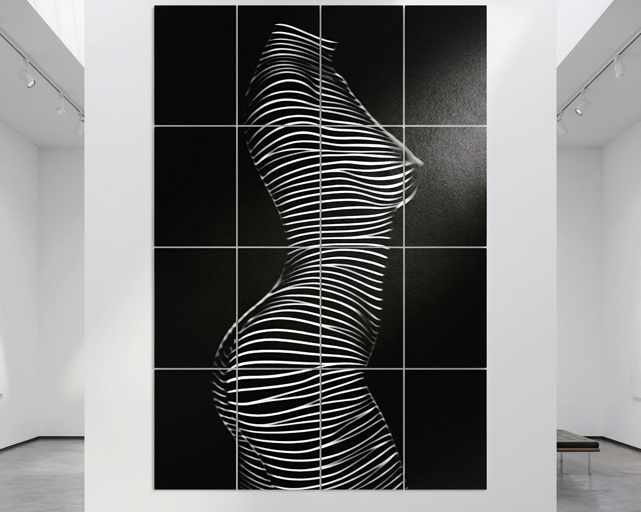SINUOUS | Abstract Minimalist Female Body | B&W | 1-Of-1 | 72K | 16-Print Giclee Mural