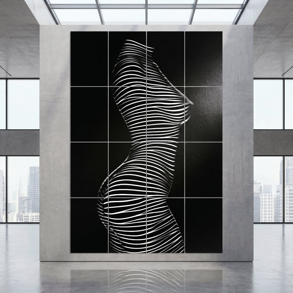SINUOUS | Abstract Minimalist Female Body | B&W | 1-Of-1 | 72K | 16-Print Giclee Mural