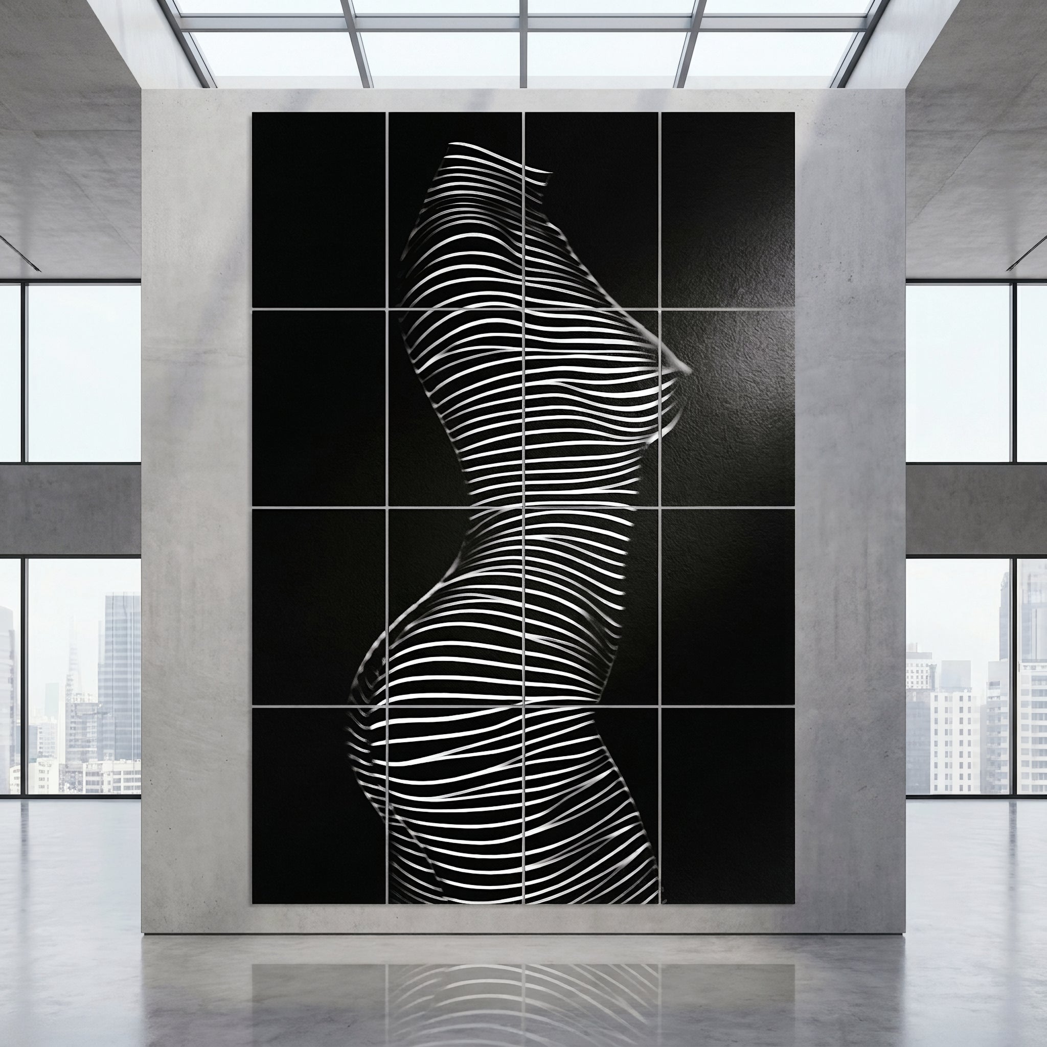 SINUOUS | Abstract Minimalist Female Body | B&W | 1-Of-1 | 72K | 16-Print Giclee Mural