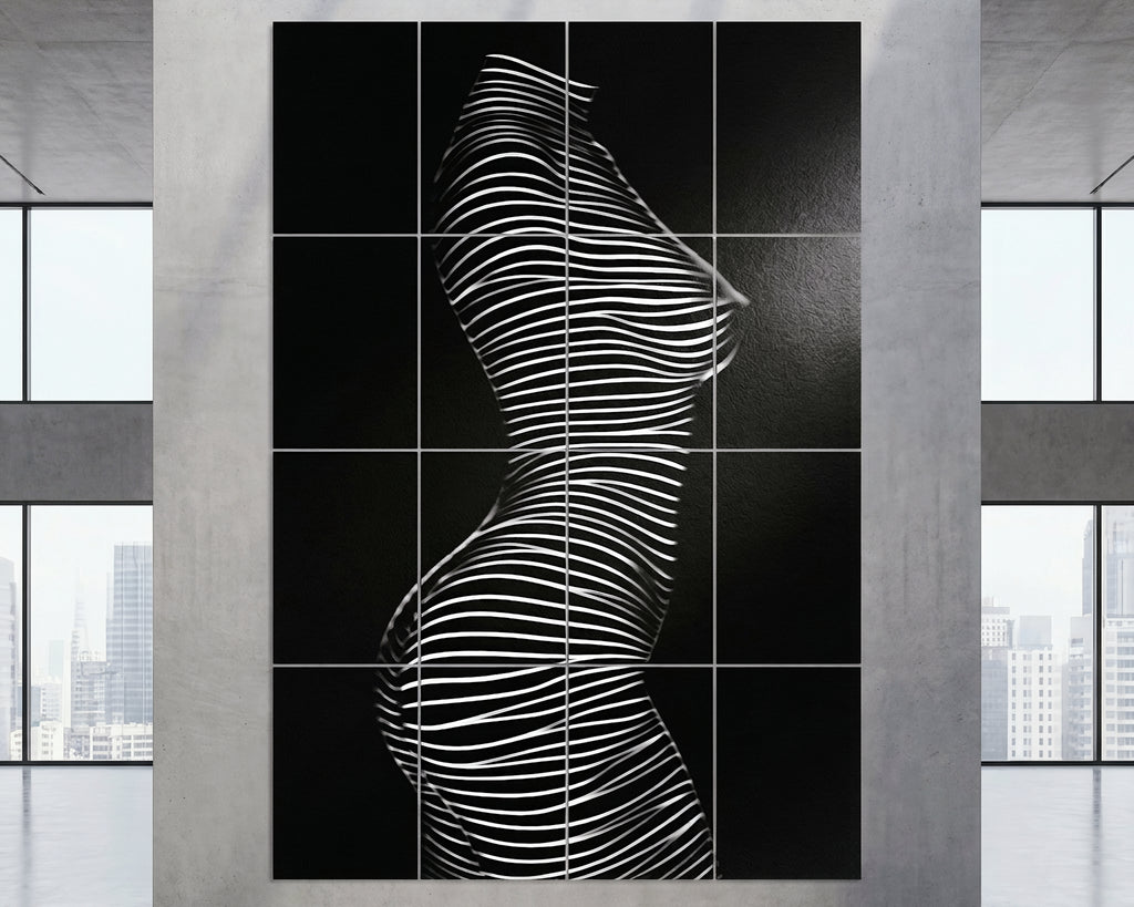 SINUOUS | Abstract Minimalist Female Body | B&W | 1-Of-1 | 72K | 16-Print Giclee Mural