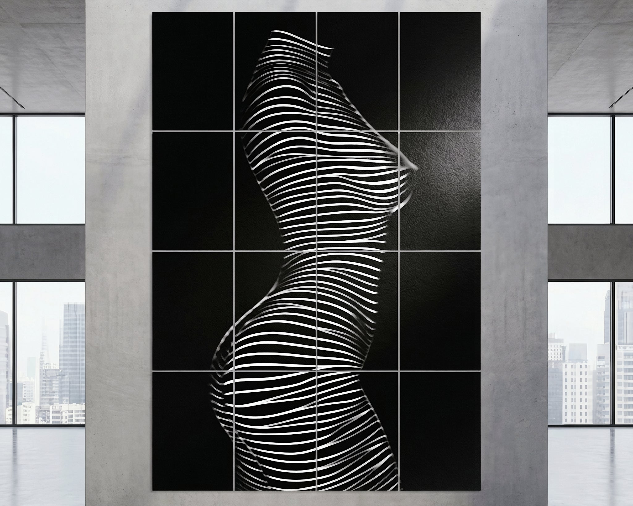 SINUOUS | Abstract Minimalist Female Body | B&W | 1-Of-1 | 72K | 16-Print Giclee Mural