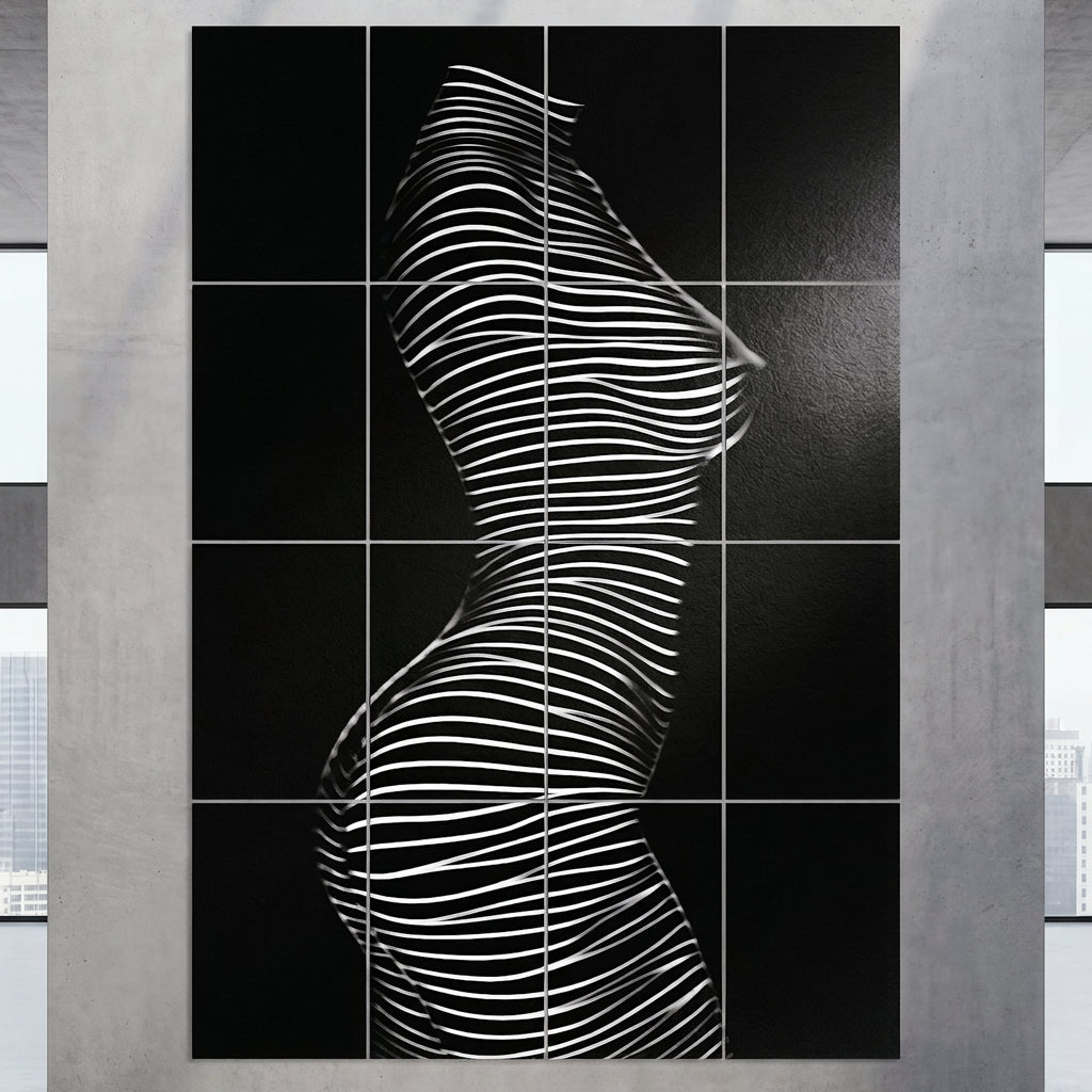 SINUOUS | Abstract Minimalist Female Body | B&W | 1-Of-1 | 72K | 16-Print Giclee Mural