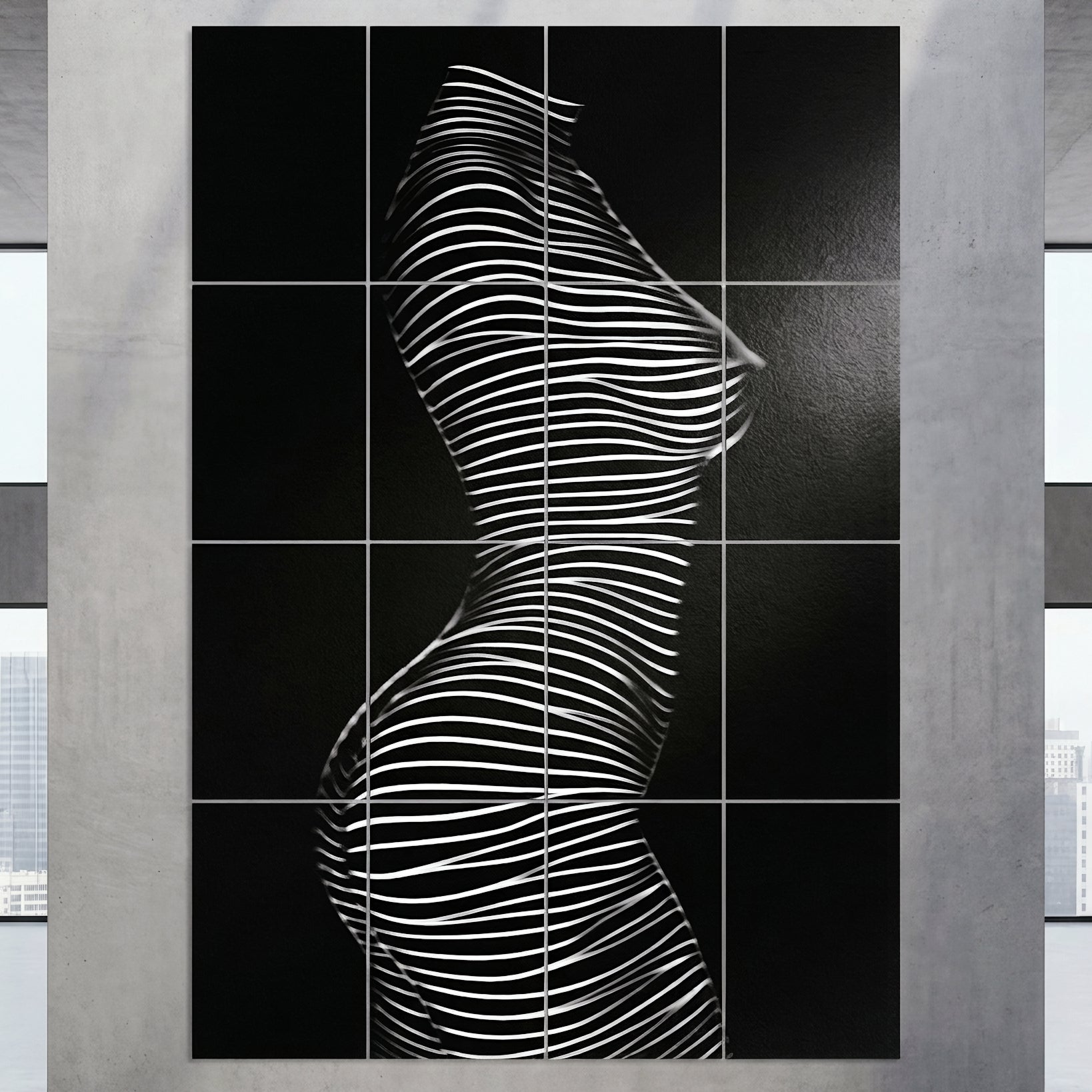 SINUOUS | Abstract Minimalist Female Body | B&W | 1-Of-1 | 72K | 16-Print Giclee Mural