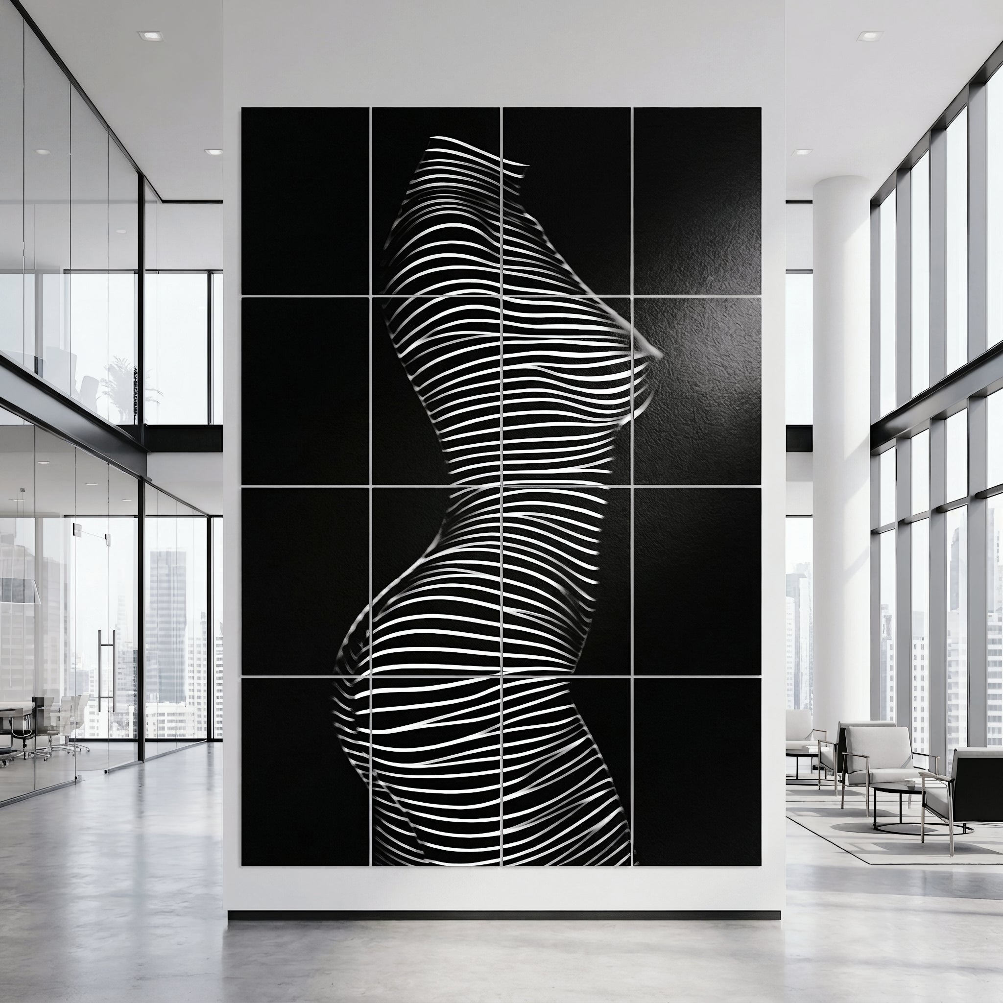 SINUOUS | Abstract Minimalist Female Body | B&W | 1-Of-1 | 72K | 16-Print Giclee Mural