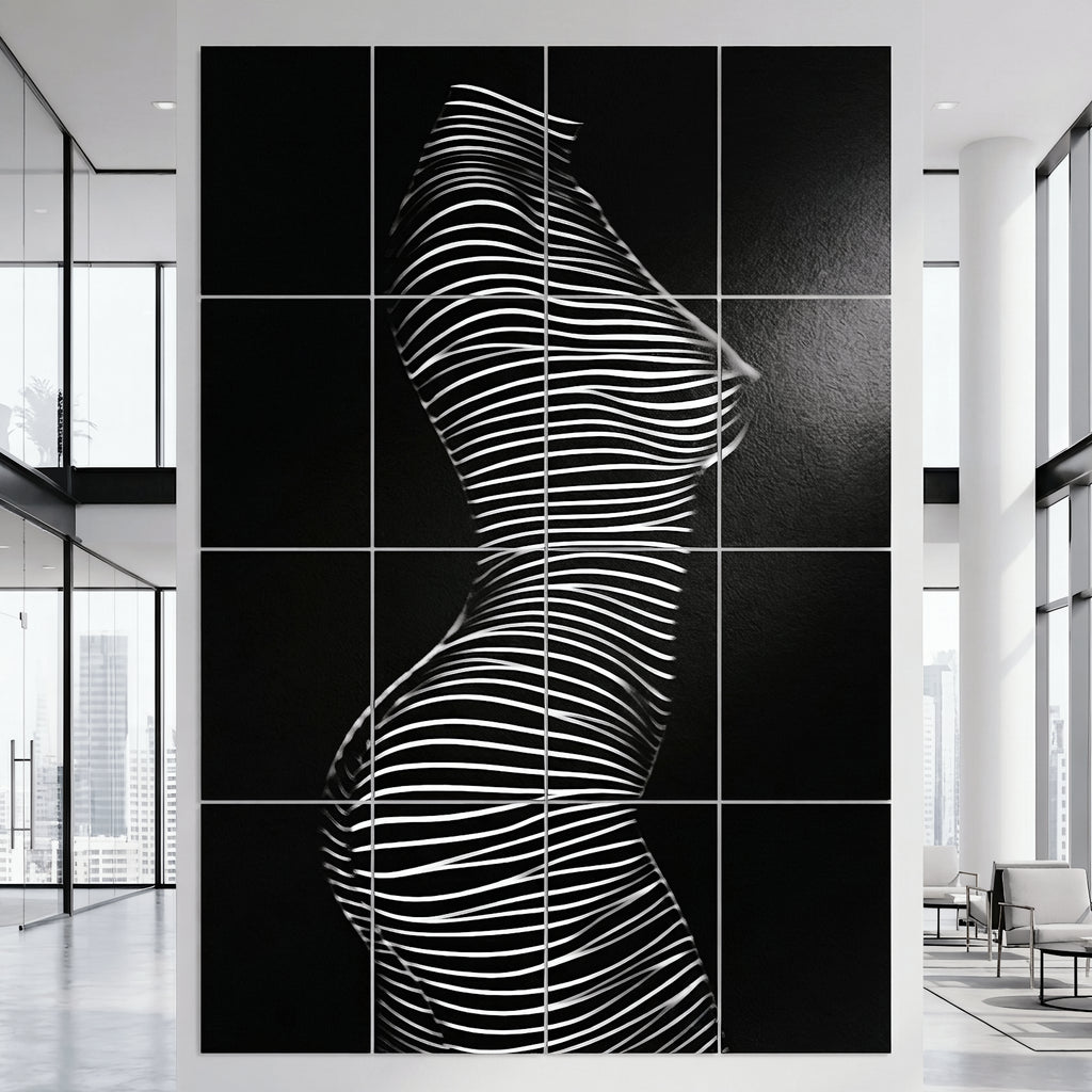 SINUOUS | Abstract Minimalist Female Body | B&W | 1-Of-1 | 72K | 16-Print Giclee Mural