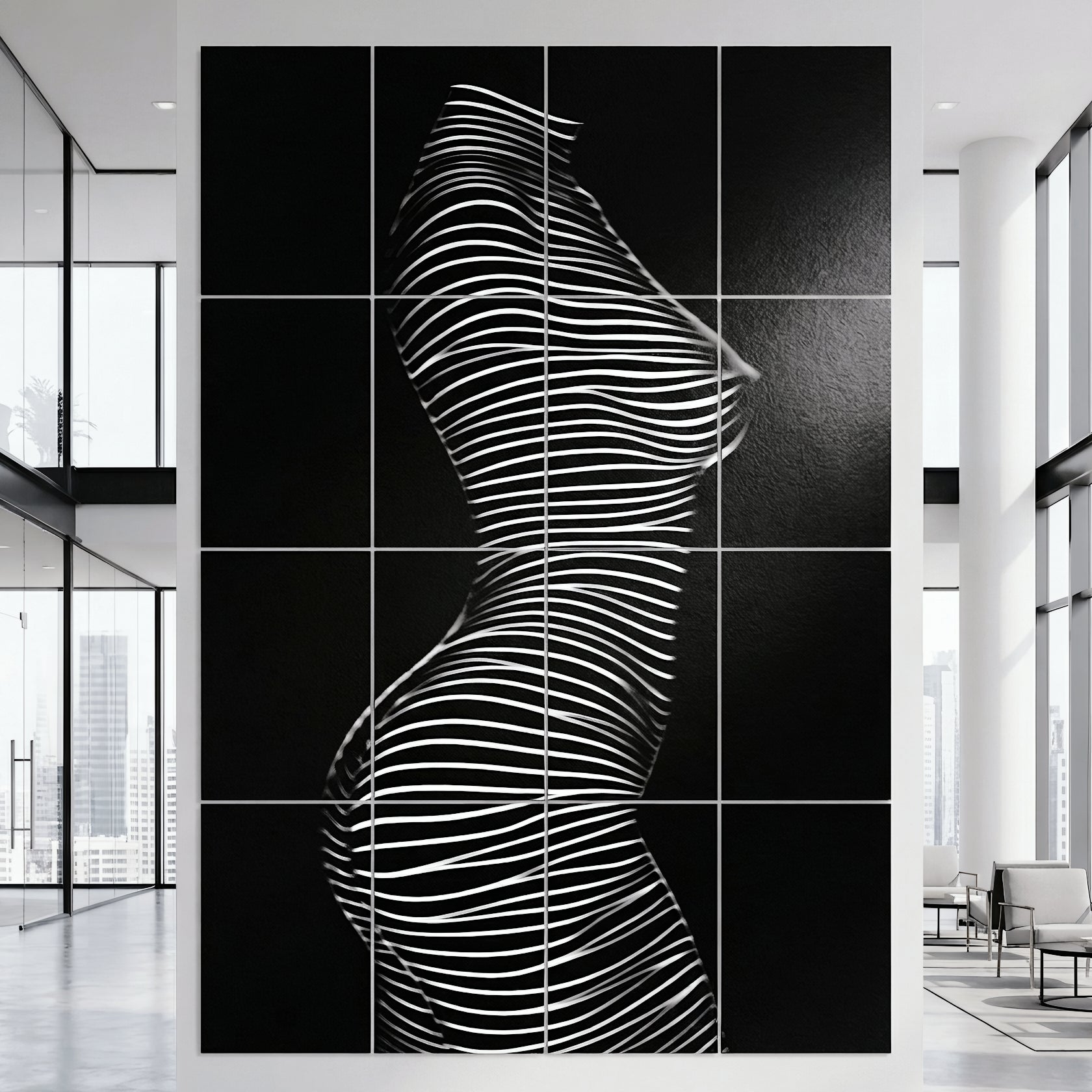 SINUOUS | Abstract Minimalist Female Body | B&W | 1-Of-1 | 72K | 16-Print Giclee Mural