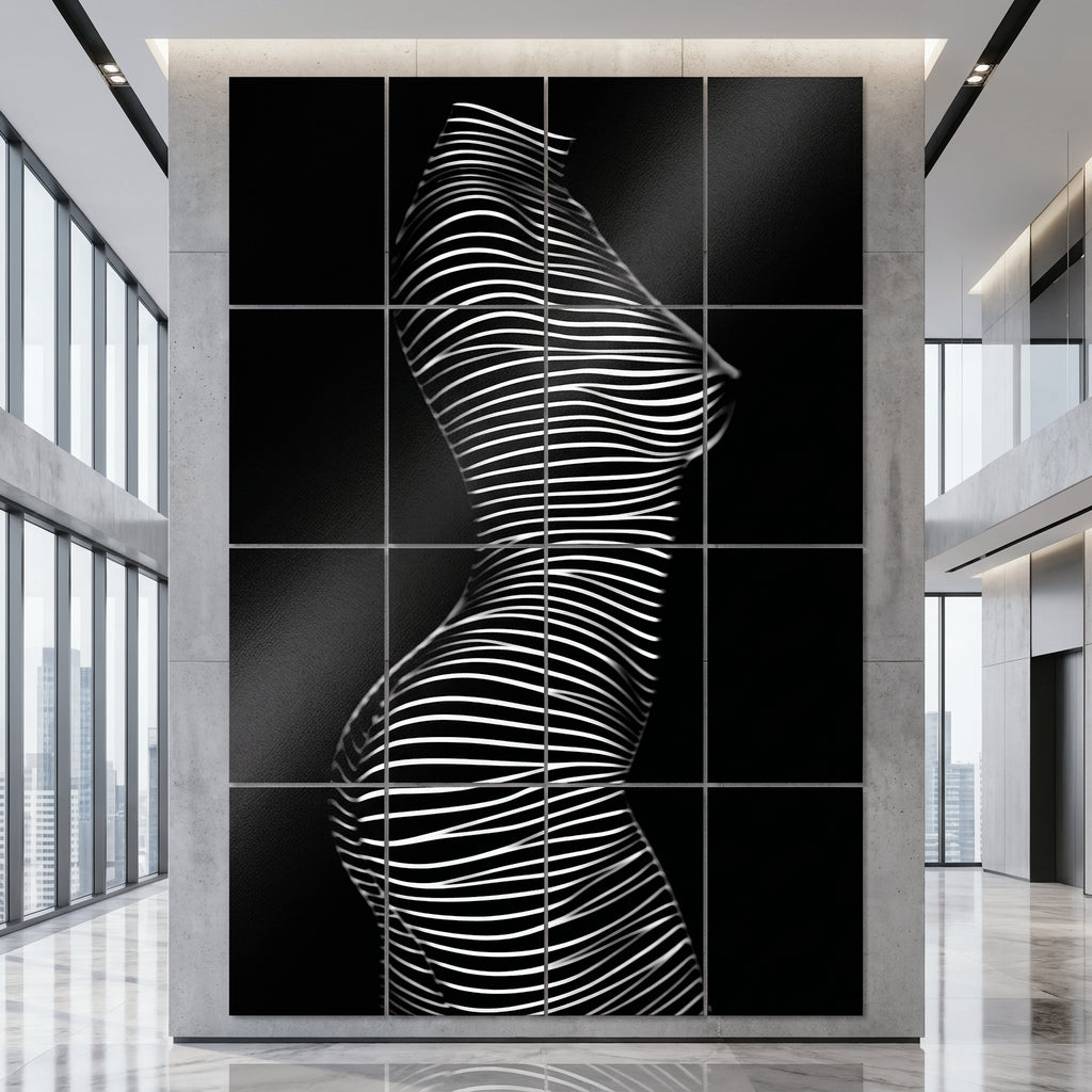 SINUOUS | Abstract Minimalist Female Body | B&W | 1-Of-1 | 72K | 16-Print Giclee Mural
