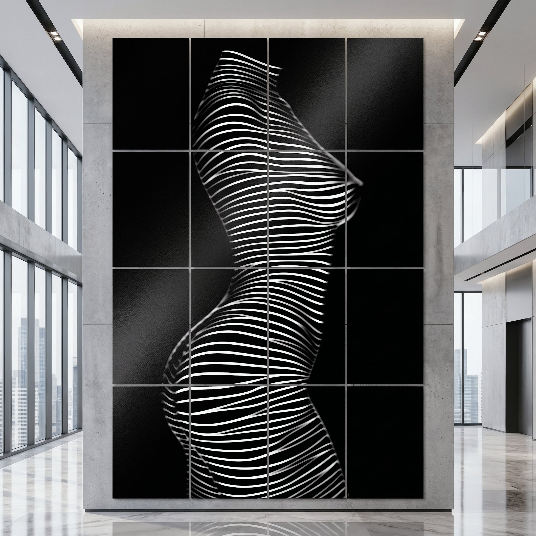 SINUOUS | Abstract Minimalist Female Body | B&W | 1-Of-1 | 72K | 16-Print Giclee Mural
