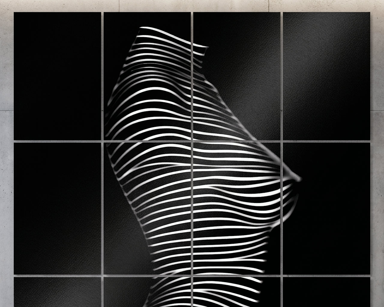 SINUOUS | Abstract Minimalist Female Body | B&W | 1-Of-1 | 72K | 16-Print Giclee Mural