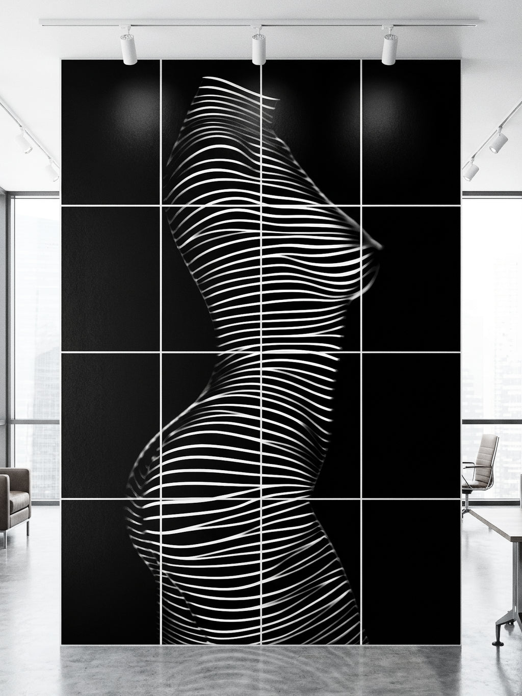 SINUOUS | Abstract Minimalist Female Body | B&W | 1-Of-1 | 72K | 16-Print Giclee Mural