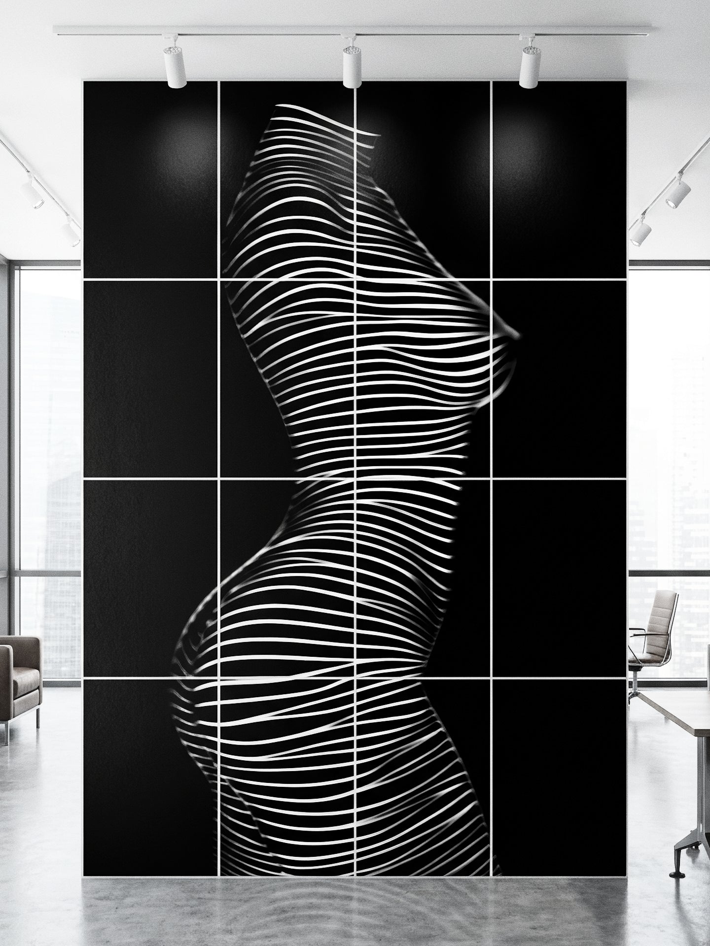 SINUOUS | Abstract Minimalist Female Body | B&W | 1-Of-1 | 72K | 16-Print Giclee Mural
