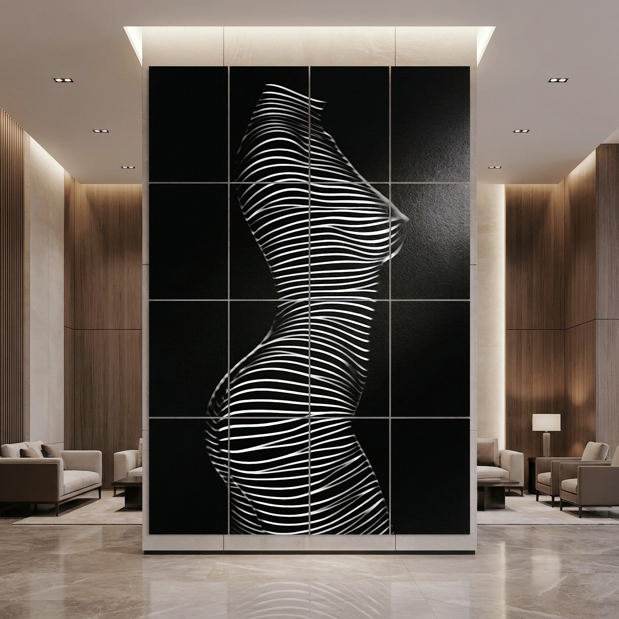 SINUOUS | Abstract Minimalist Female Body | B&W | 1-Of-1 | 72K | 16-Print Giclee Mural