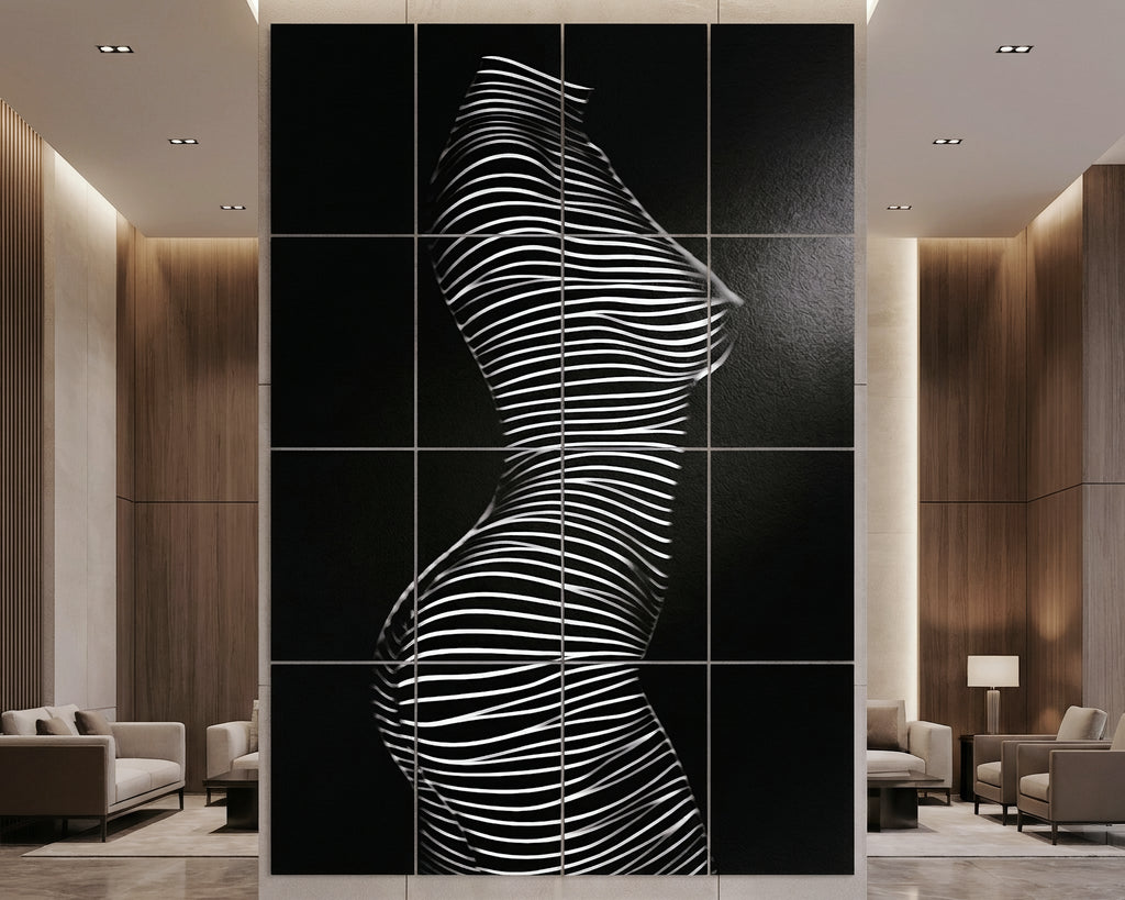 SINUOUS | Abstract Minimalist Female Body | B&W | 1-Of-1 | 72K | 16-Print Giclee Mural