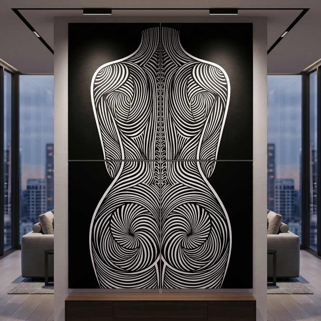STELA | Striped Minimalist Female Op Art | Multi-Print Luxury Wall Art