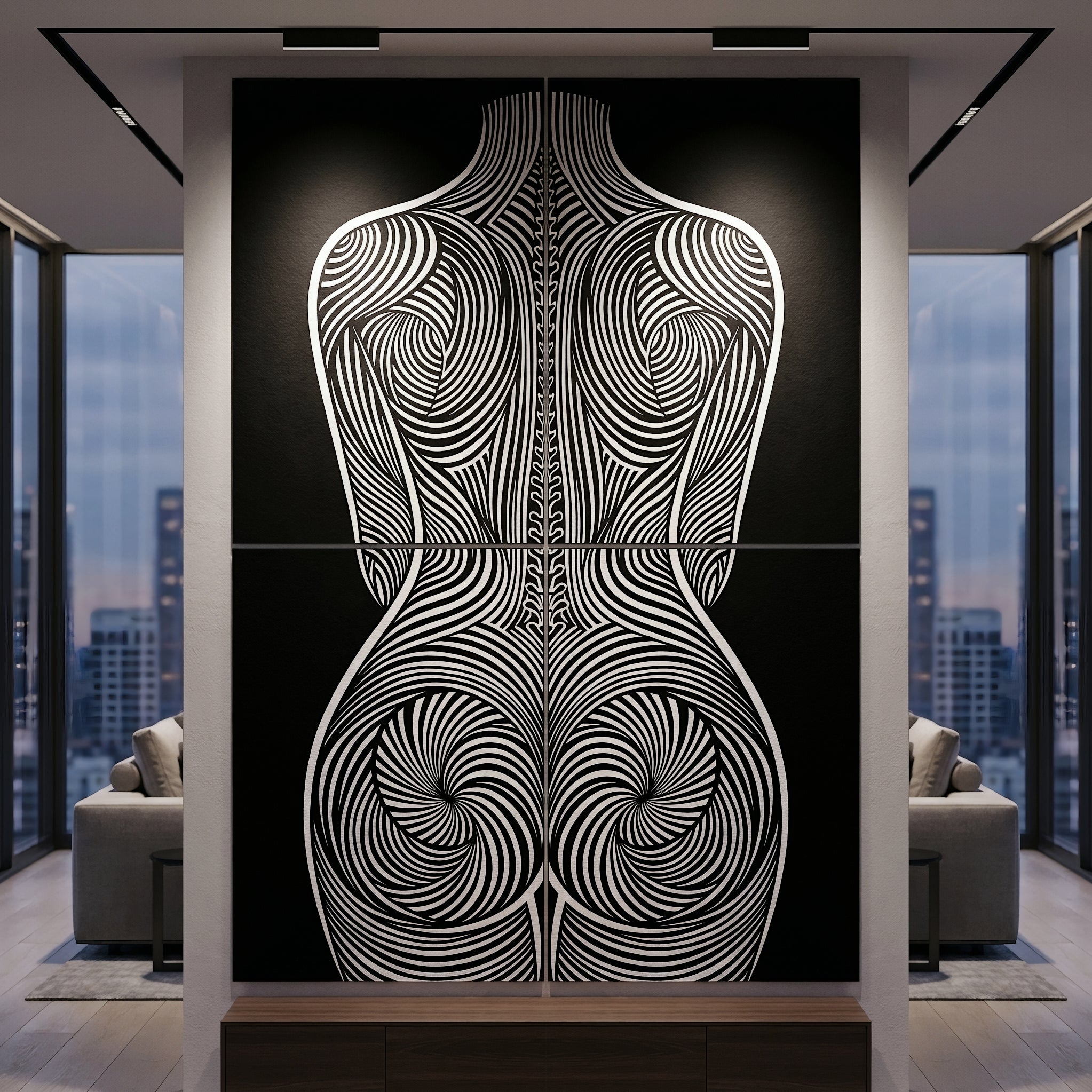 STELA | Striped Minimalist Female Op Art | Multi-Print Luxury Wall Art