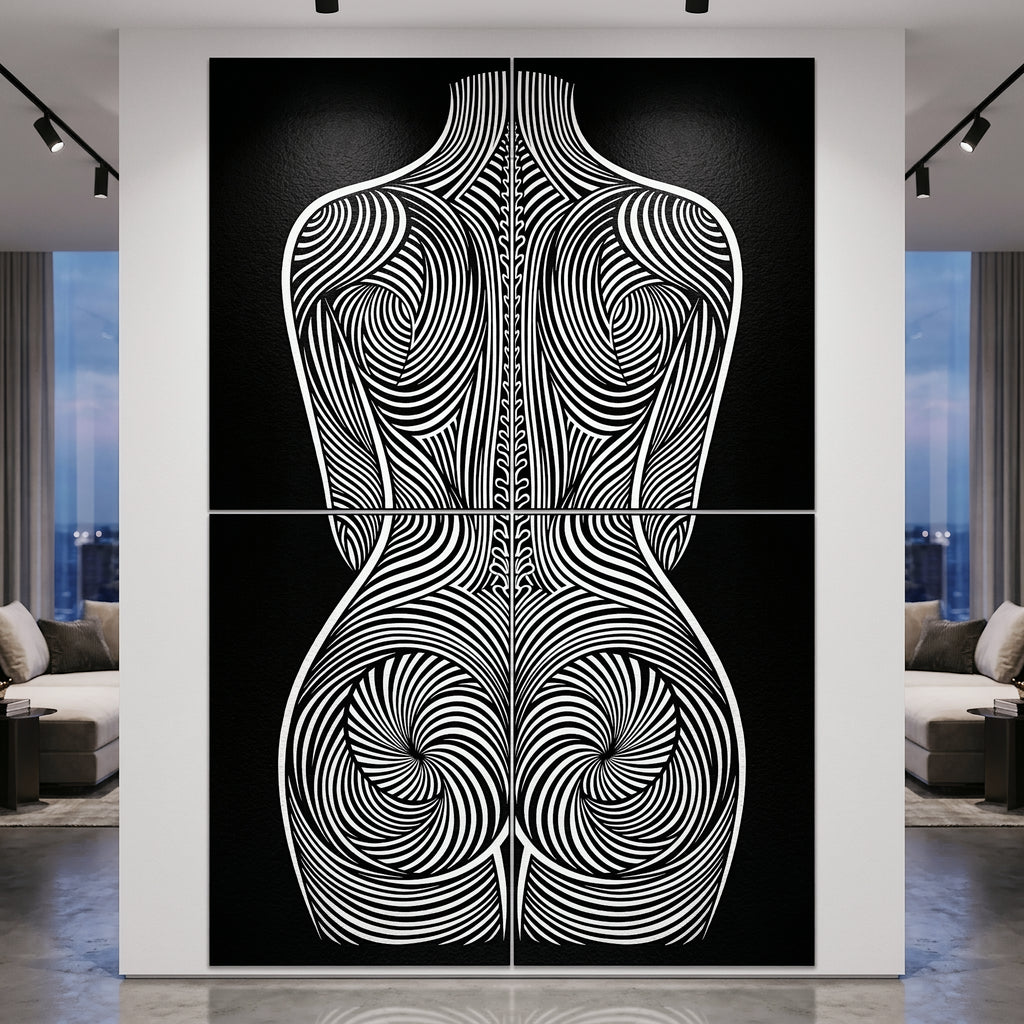 STELA | Striped Minimalist Female Op Art | Multi-Print Luxury Wall Art