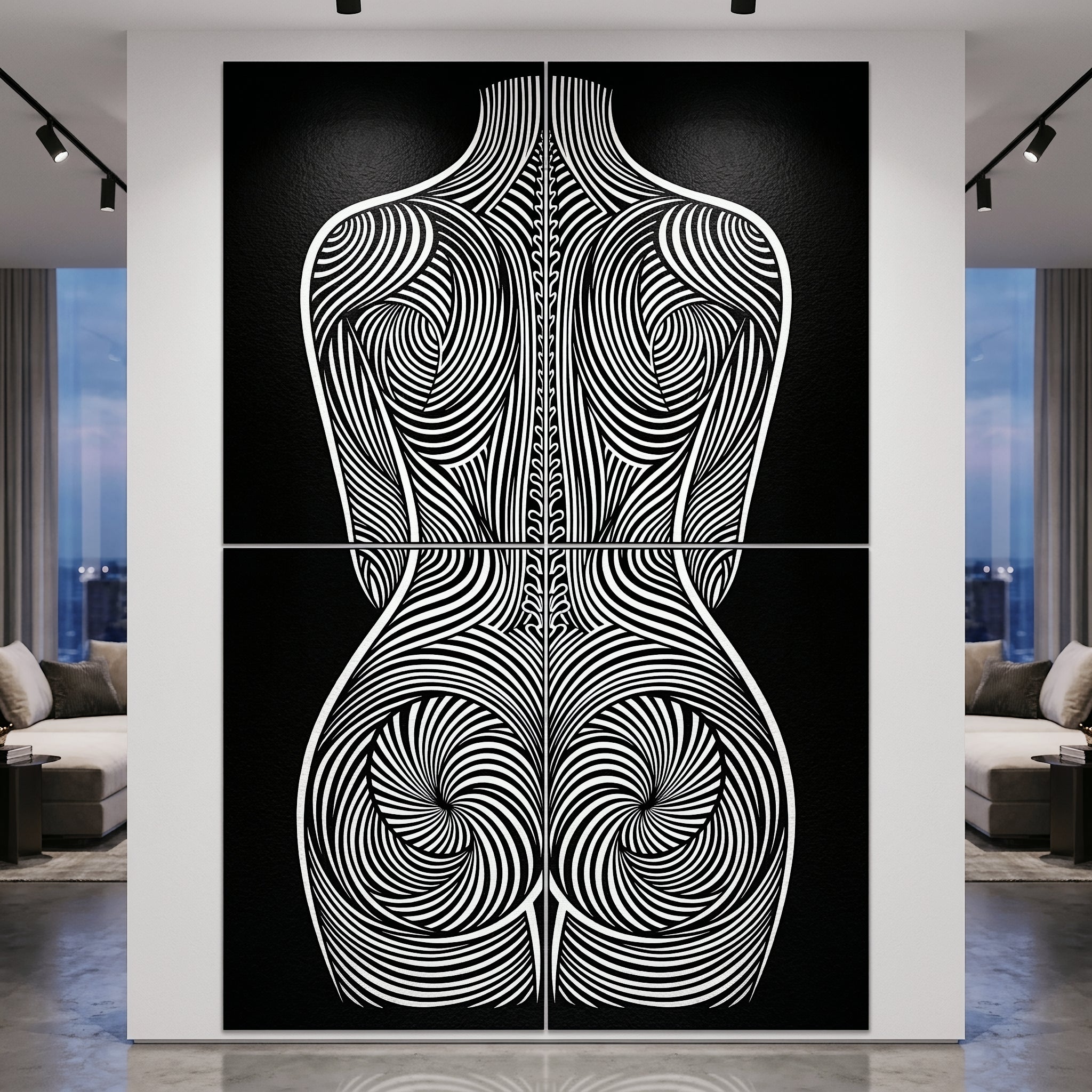 STELA | Striped Minimalist Female Op Art | Multi-Print Luxury Wall Art