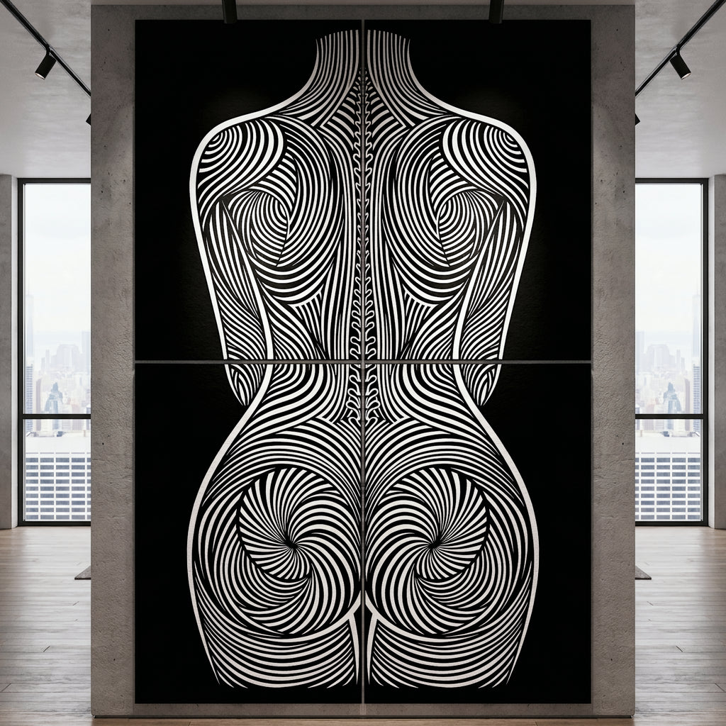 STELA | Striped Minimalist Female Op Art | Multi-Print Luxury Wall Art