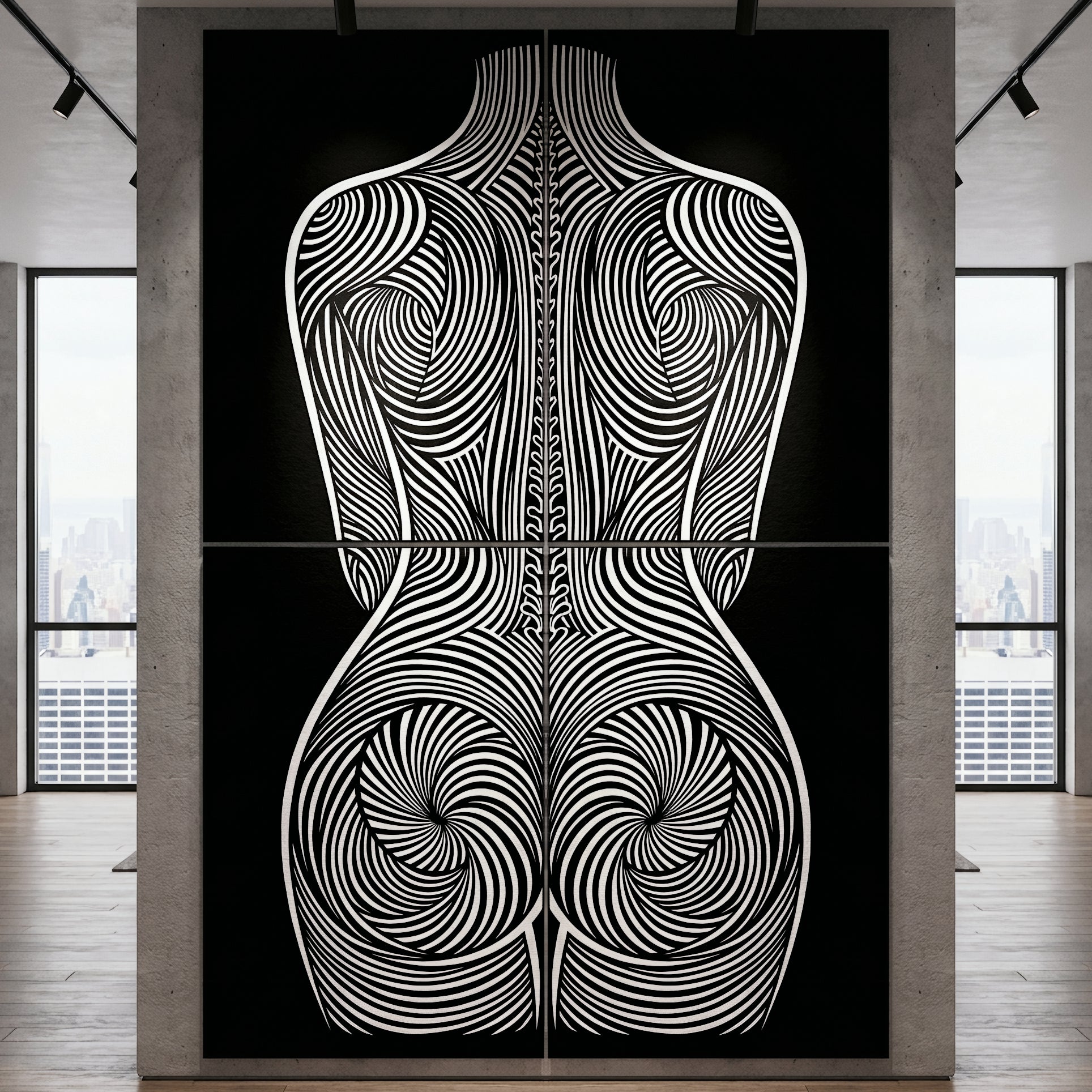 STELA | Striped Minimalist Female Op Art | Multi-Print Luxury Wall Art