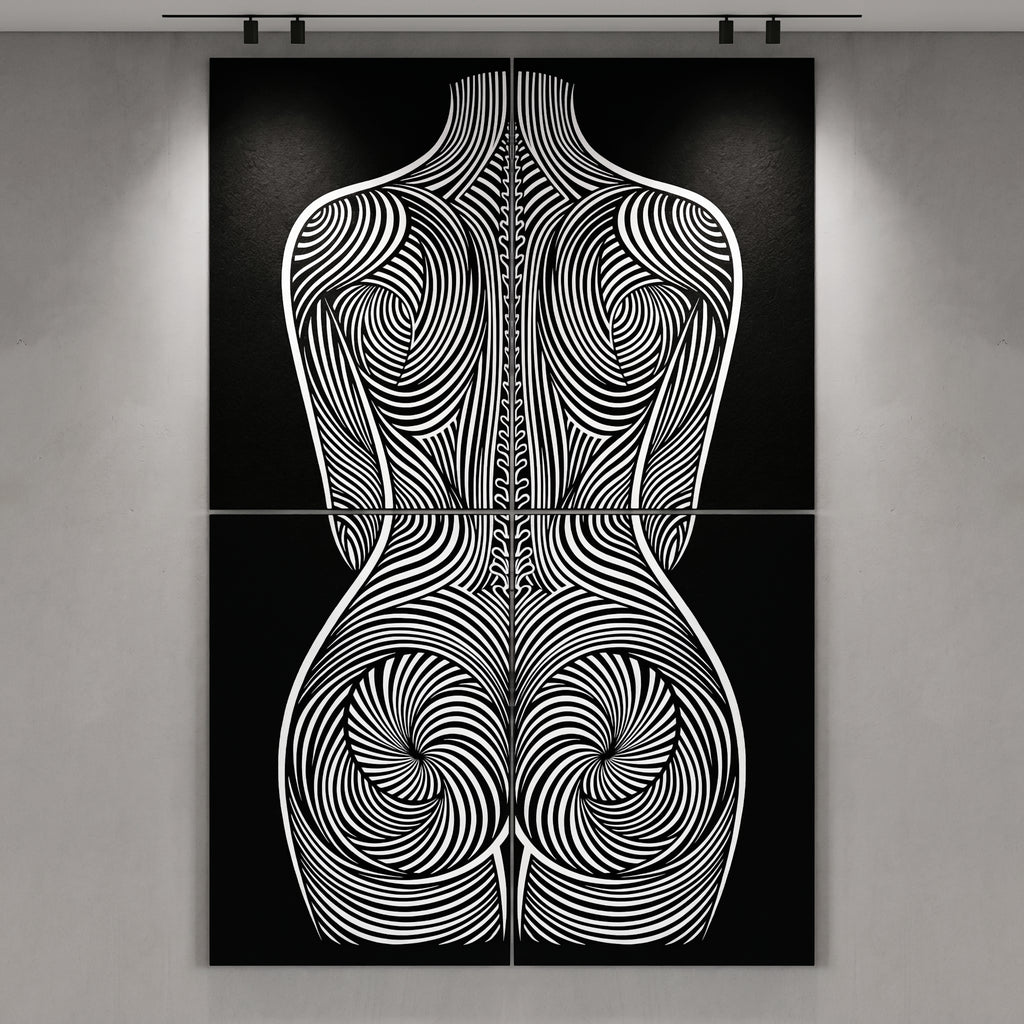 STELA | Striped Minimalist Female Op Art | Multi-Print Luxury Wall Art
