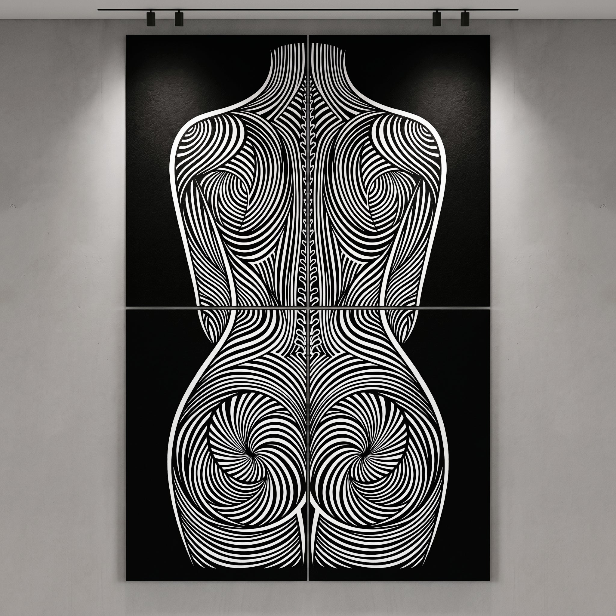 STELA | Striped Minimalist Female Op Art | Multi-Print Luxury Wall Art