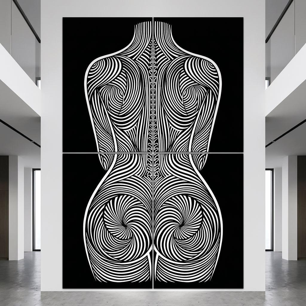 STELA | Striped Minimalist Female Op Art | Multi-Print Luxury Wall Art