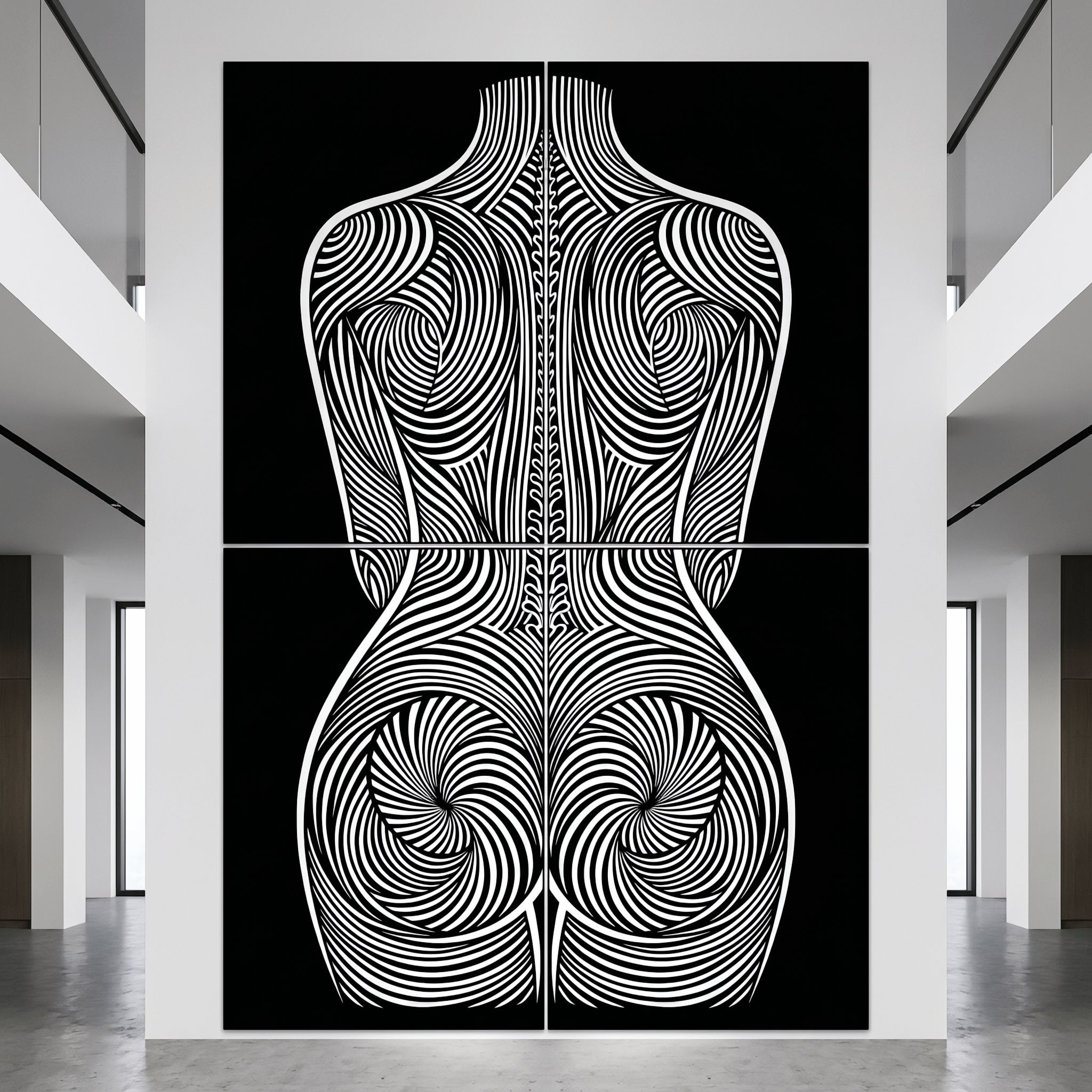 STELA | Striped Minimalist Female Op Art | Multi-Print Luxury Wall Art