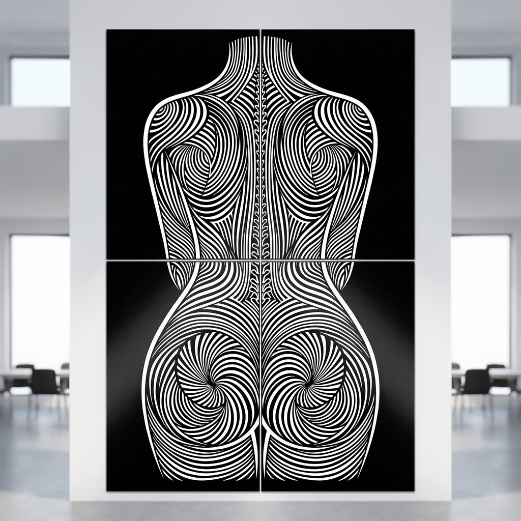 STELA | Striped Minimalist Female Op Art | Multi-Print Luxury Wall Art