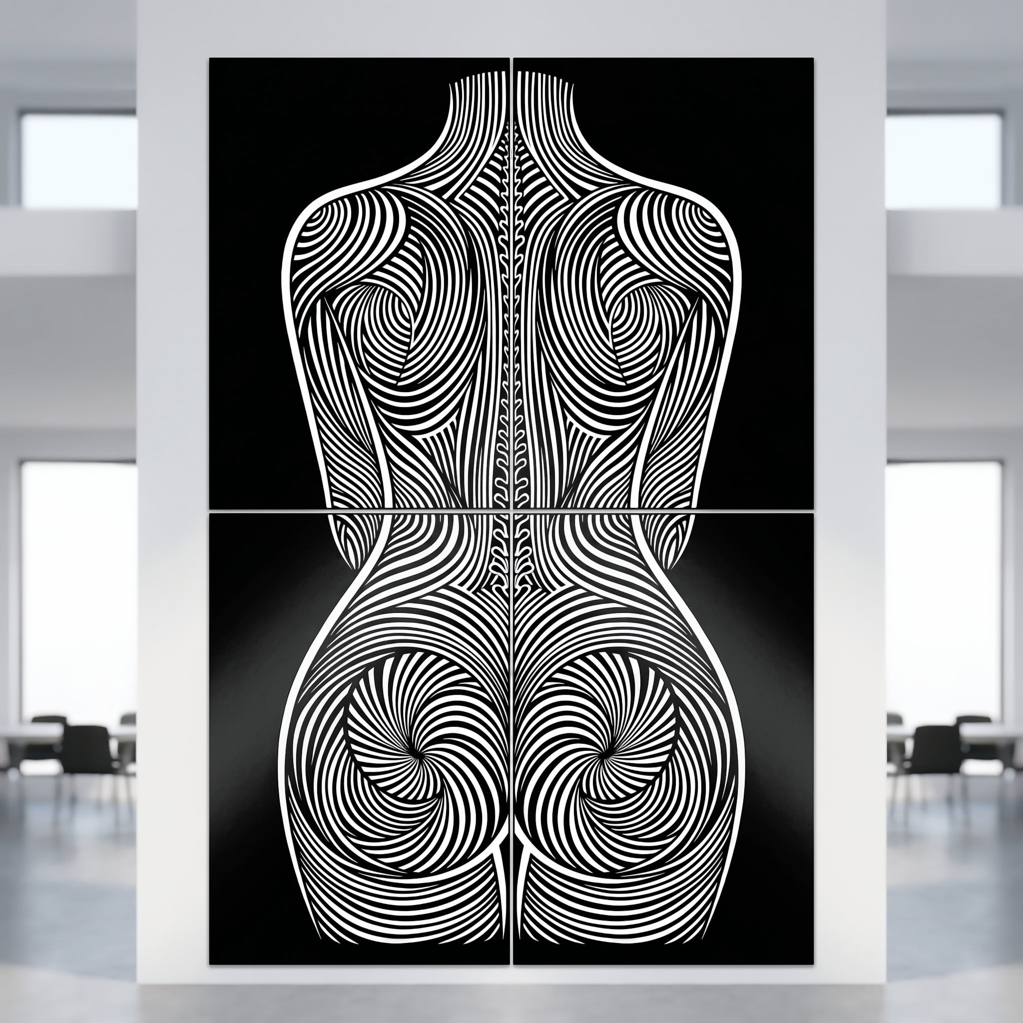 STELA | Striped Minimalist Female Op Art | Multi-Print Luxury Wall Art