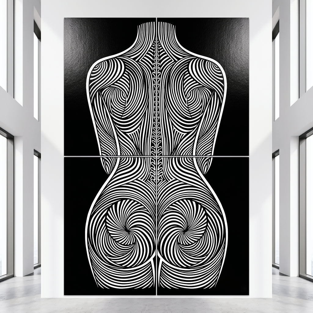 STELA | Striped Minimalist Female Op Art | Multi-Print Luxury Wall Art