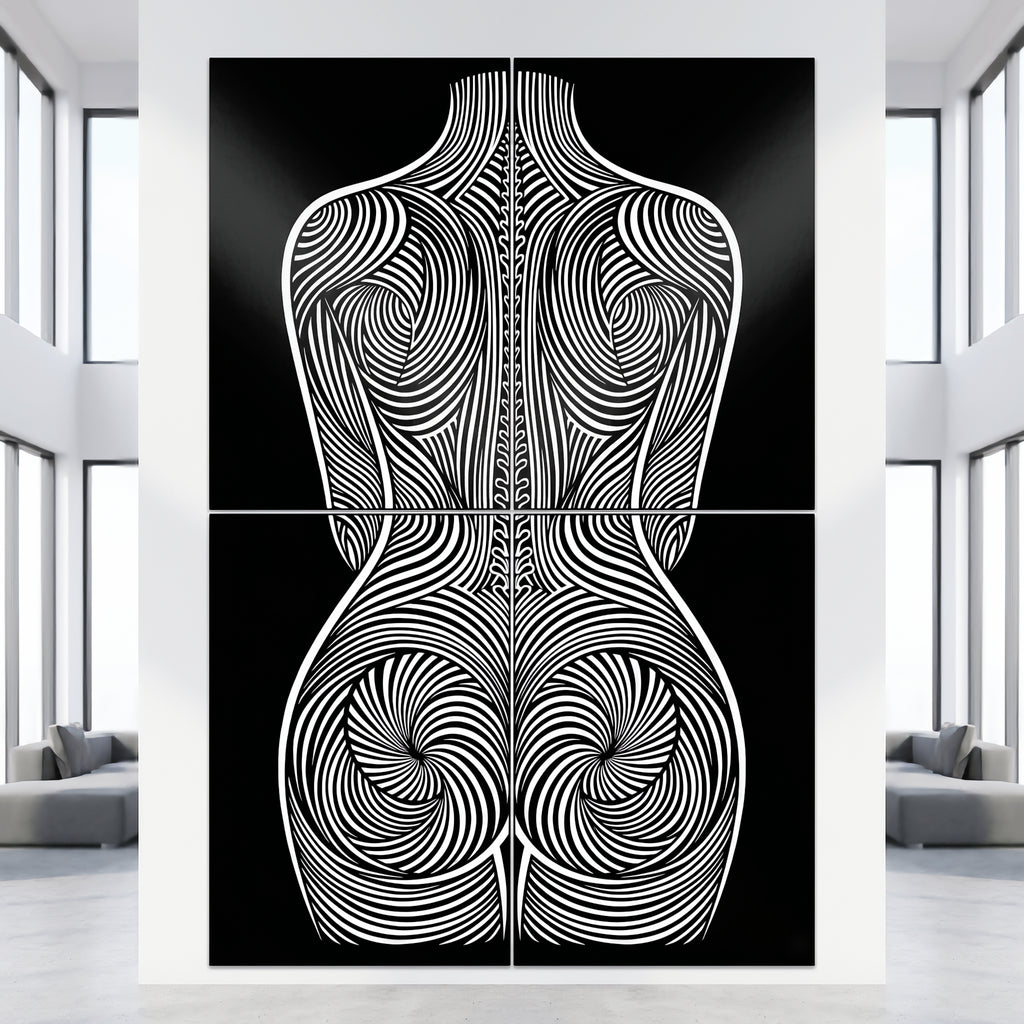 STELA | Striped Minimalist Female Op Art | Multi-Print Luxury Wall Art